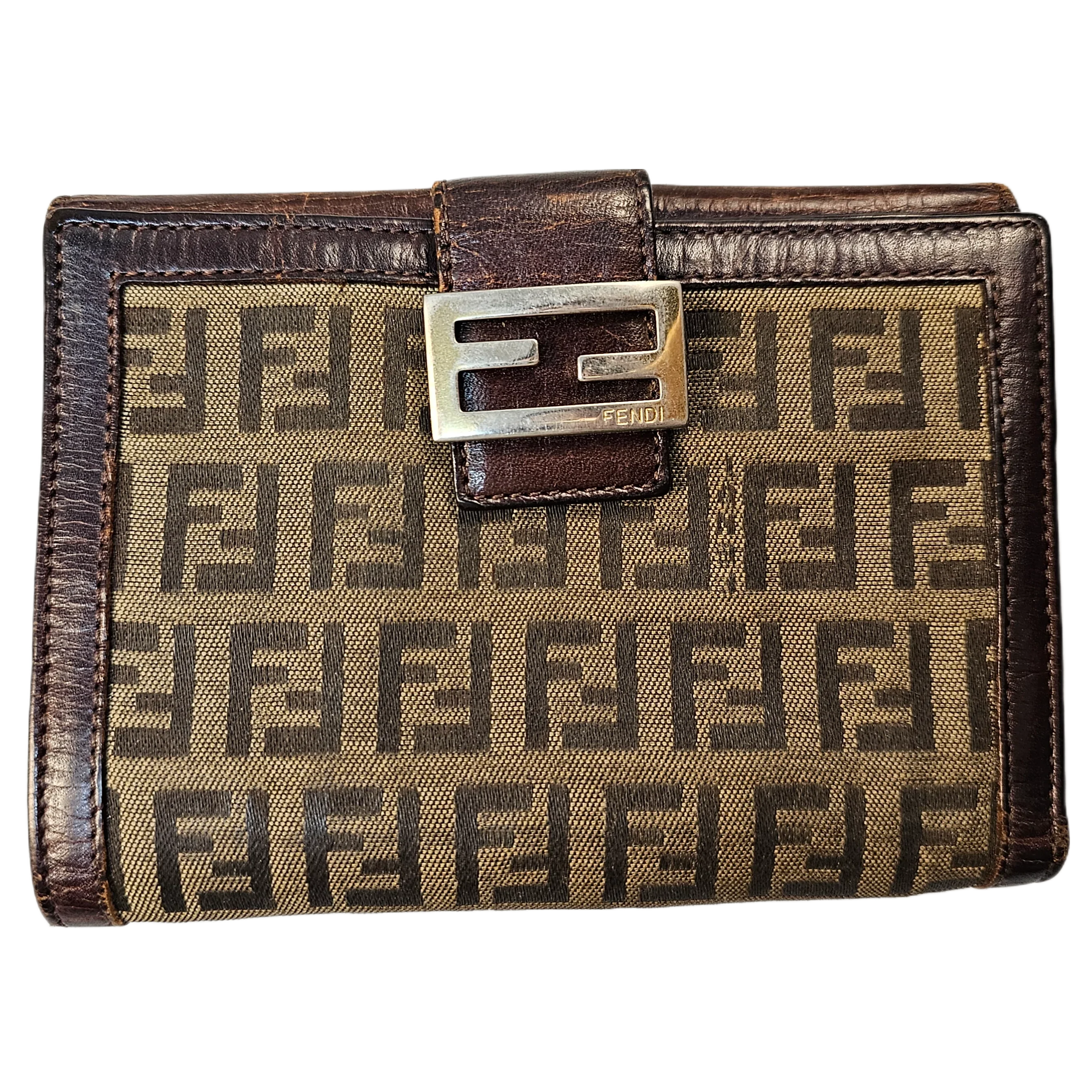 Fendi Monogram Leather & Canvas Wallet