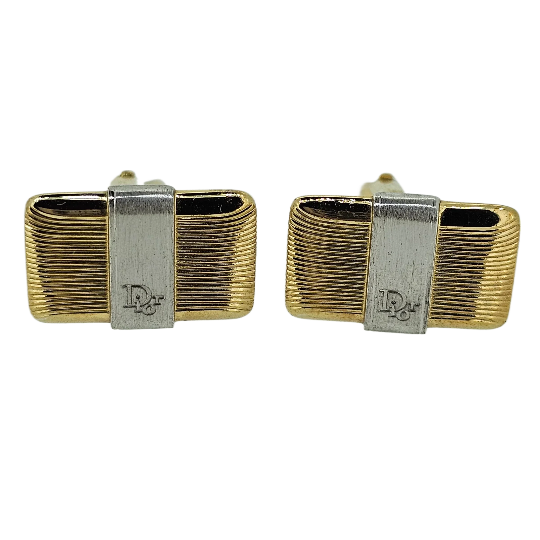 Dior Metal Gold-tone & Silver Cufflinks