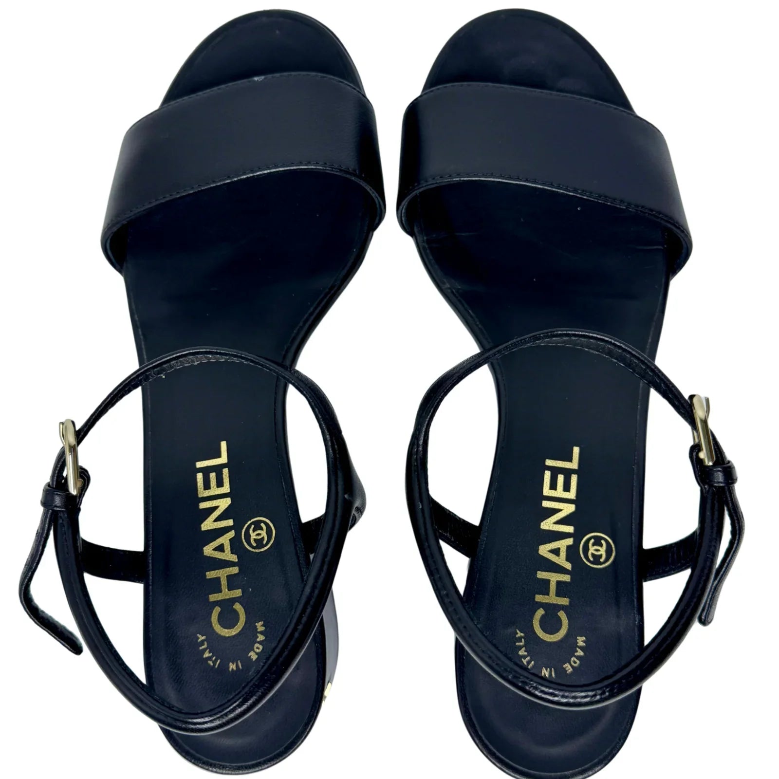 Chanel Black Lambskin Leather Classic Sandals – Size 36C
