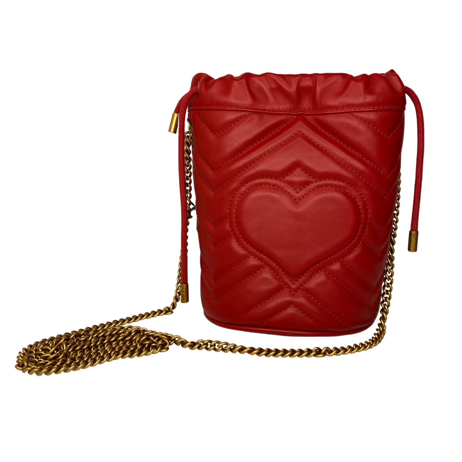 Gucci Calfskin Matelassé Mini GG Marmont Bucket Bag – Hibiscus Red