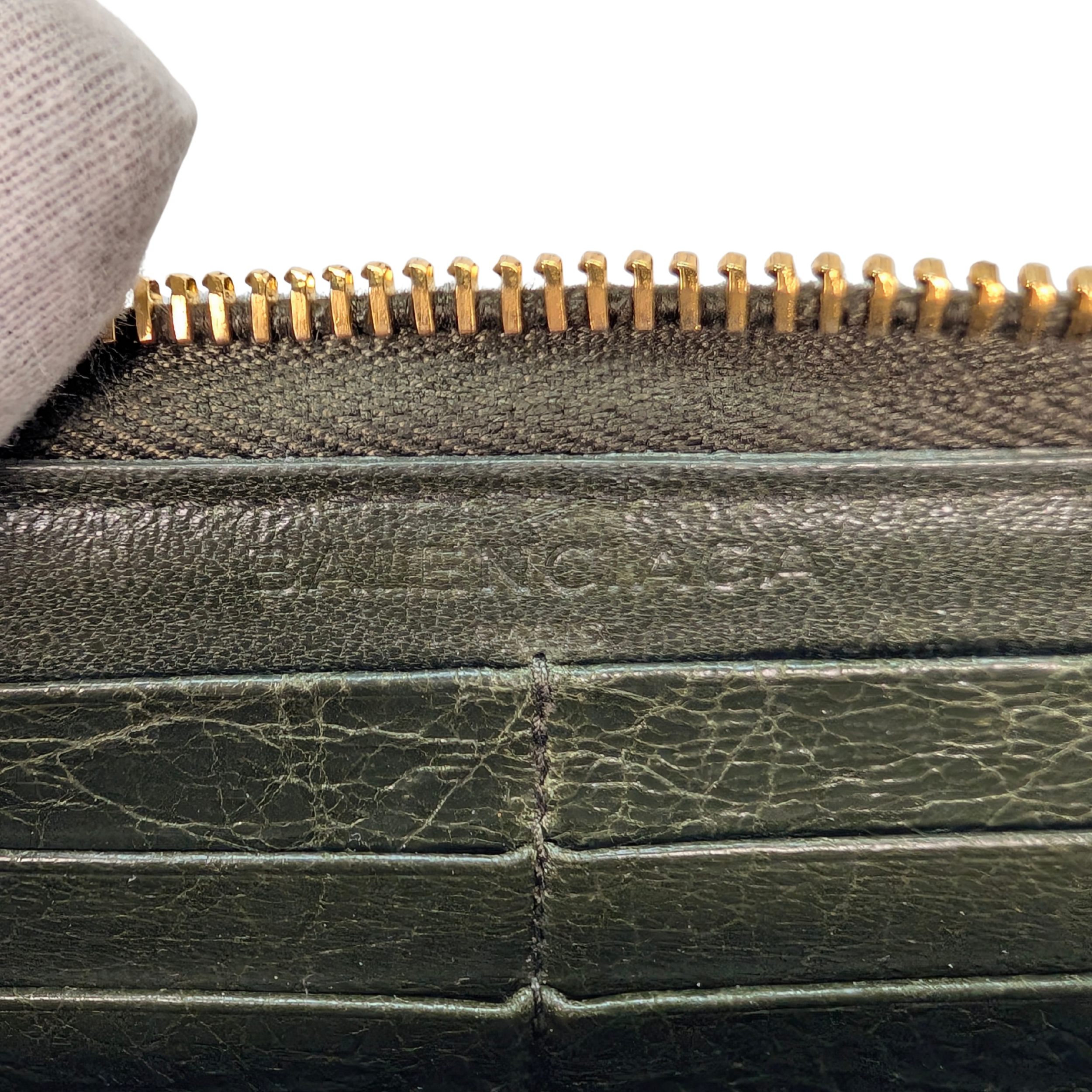 Balenciaga Zip Around Long Wallet Olive Green