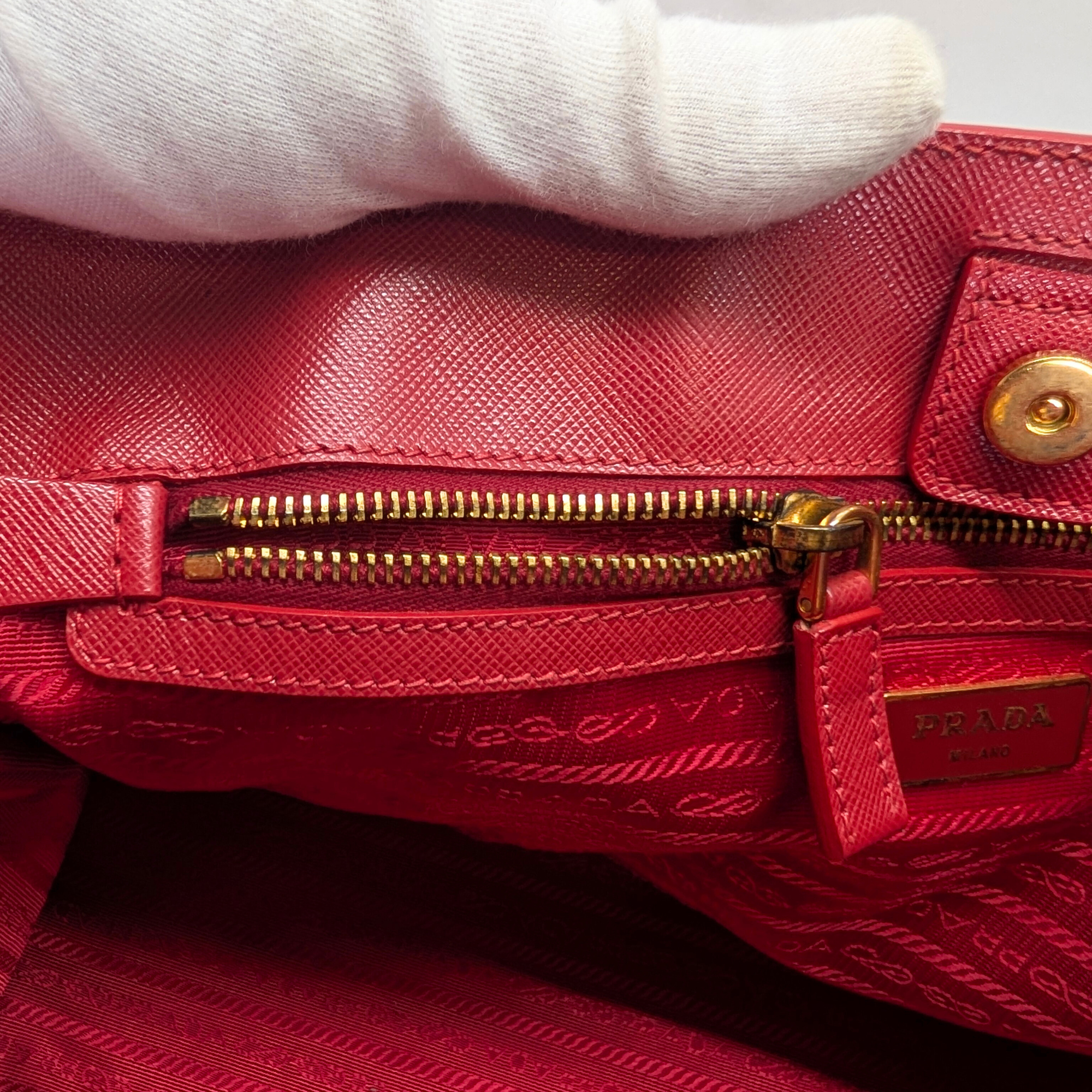 Prada Lux Open Saffiano Tote Bag Red