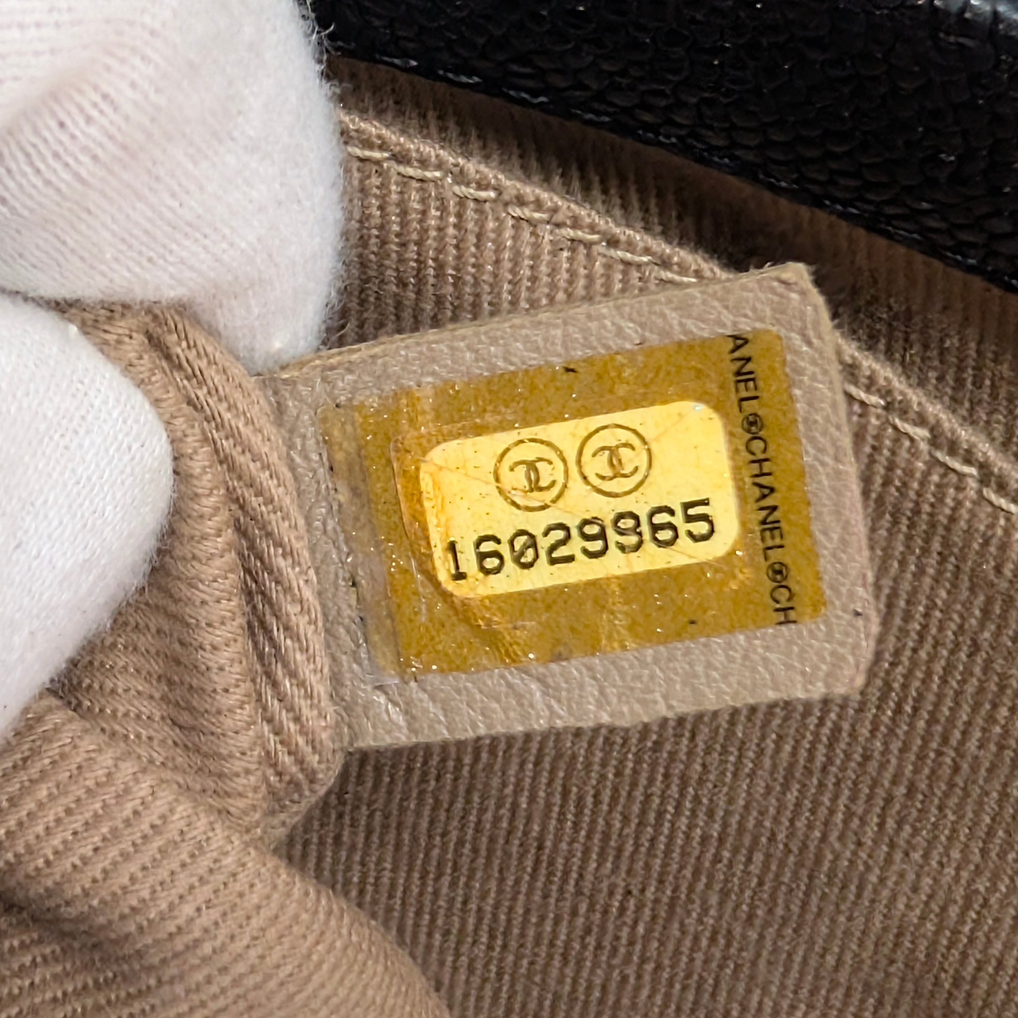 Chanel Mademoiselle 2.55 Cavier Leather Lock Flap Bag Black