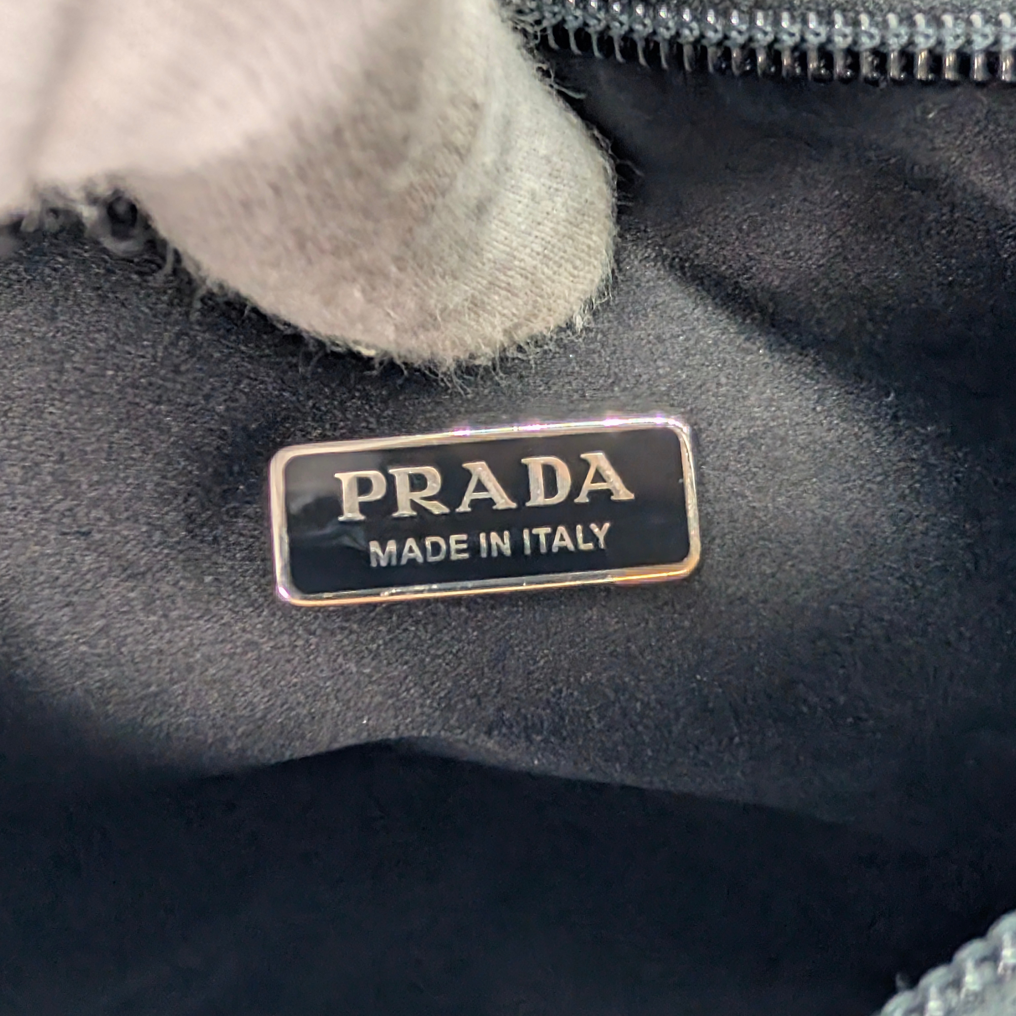 Black Prada Re-Edition Mini Satin Crystals Shoulder Bag