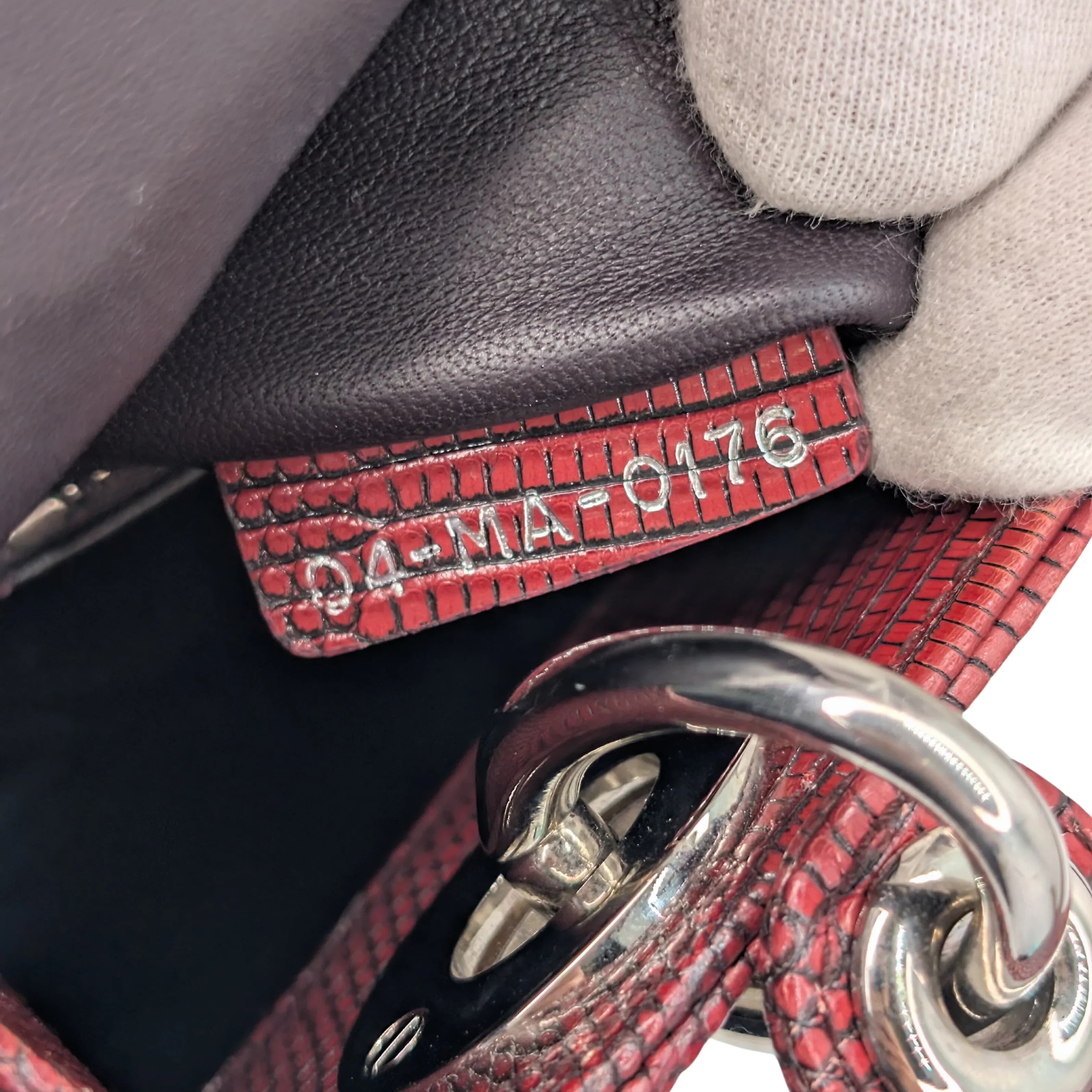 Christian Dior Mini Lady Dior Lizard Burgundy - Lost Designer