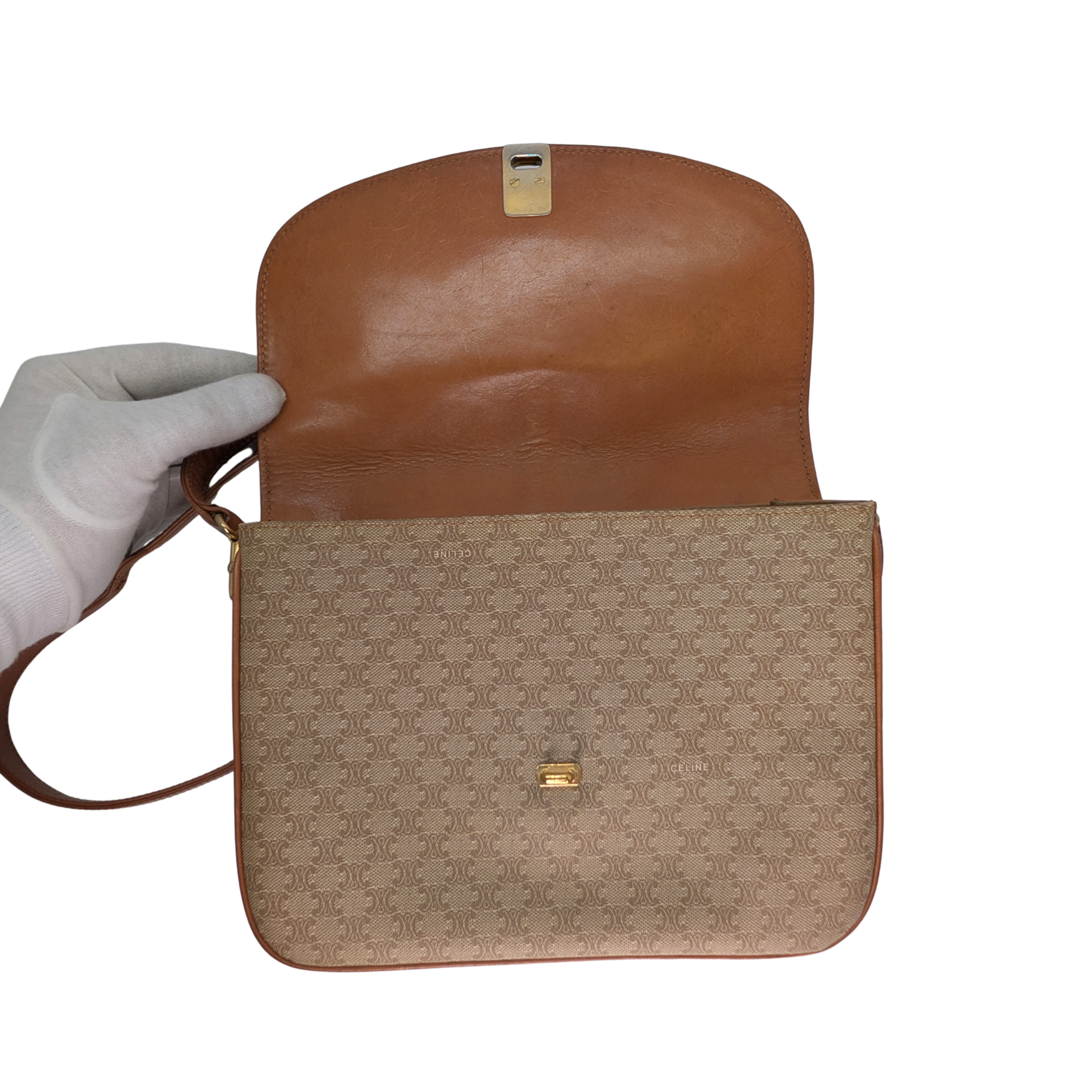 Celine Macadam Shoulder Bag Beige