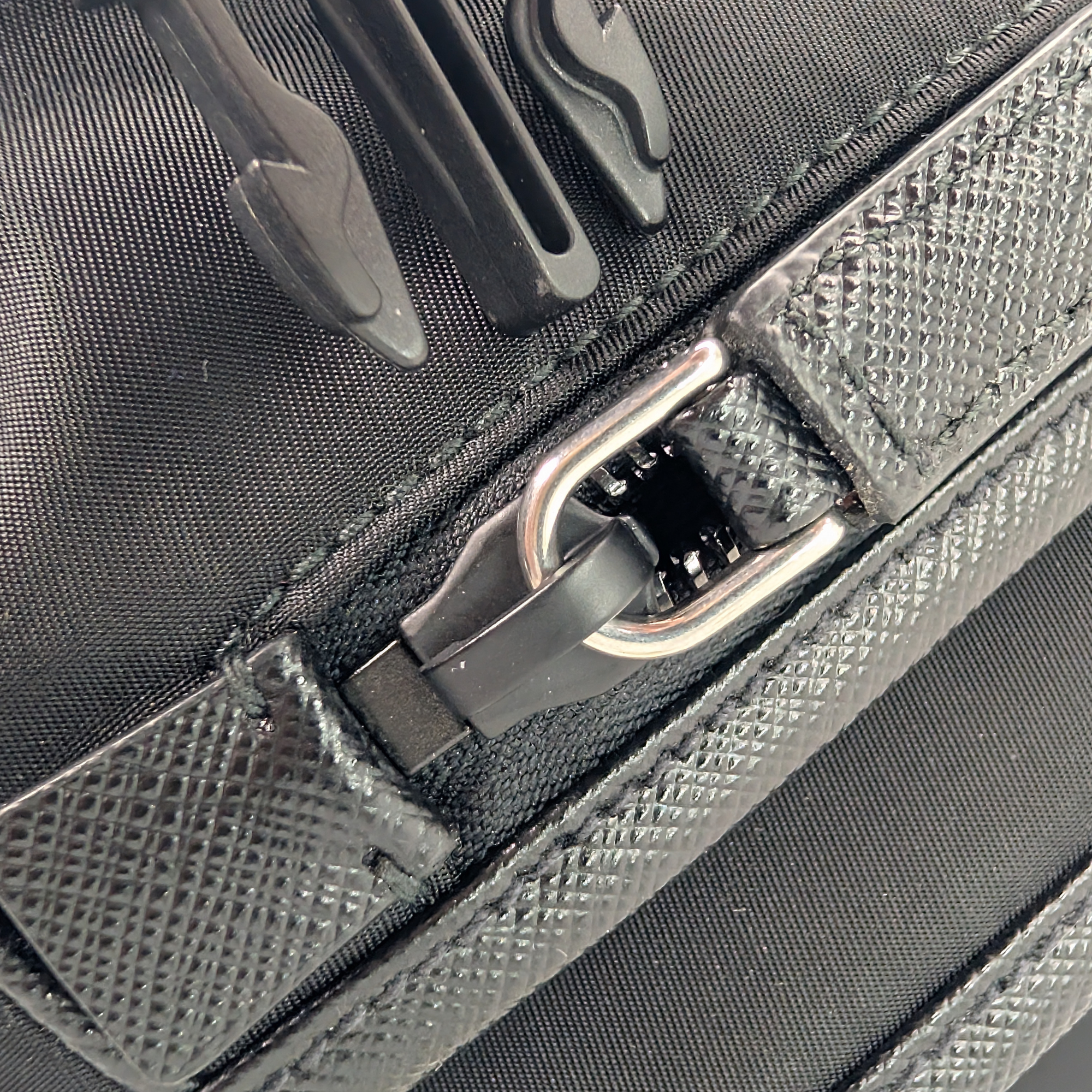 Prada Re-Nylon and Saffiano Leather Shoulder Bag Black