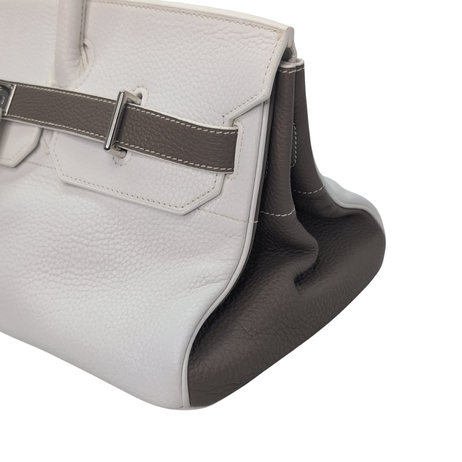 Hermès Birkin Shoulder 42 White Etoupe Clemence Palladium Hardware □J Stamp