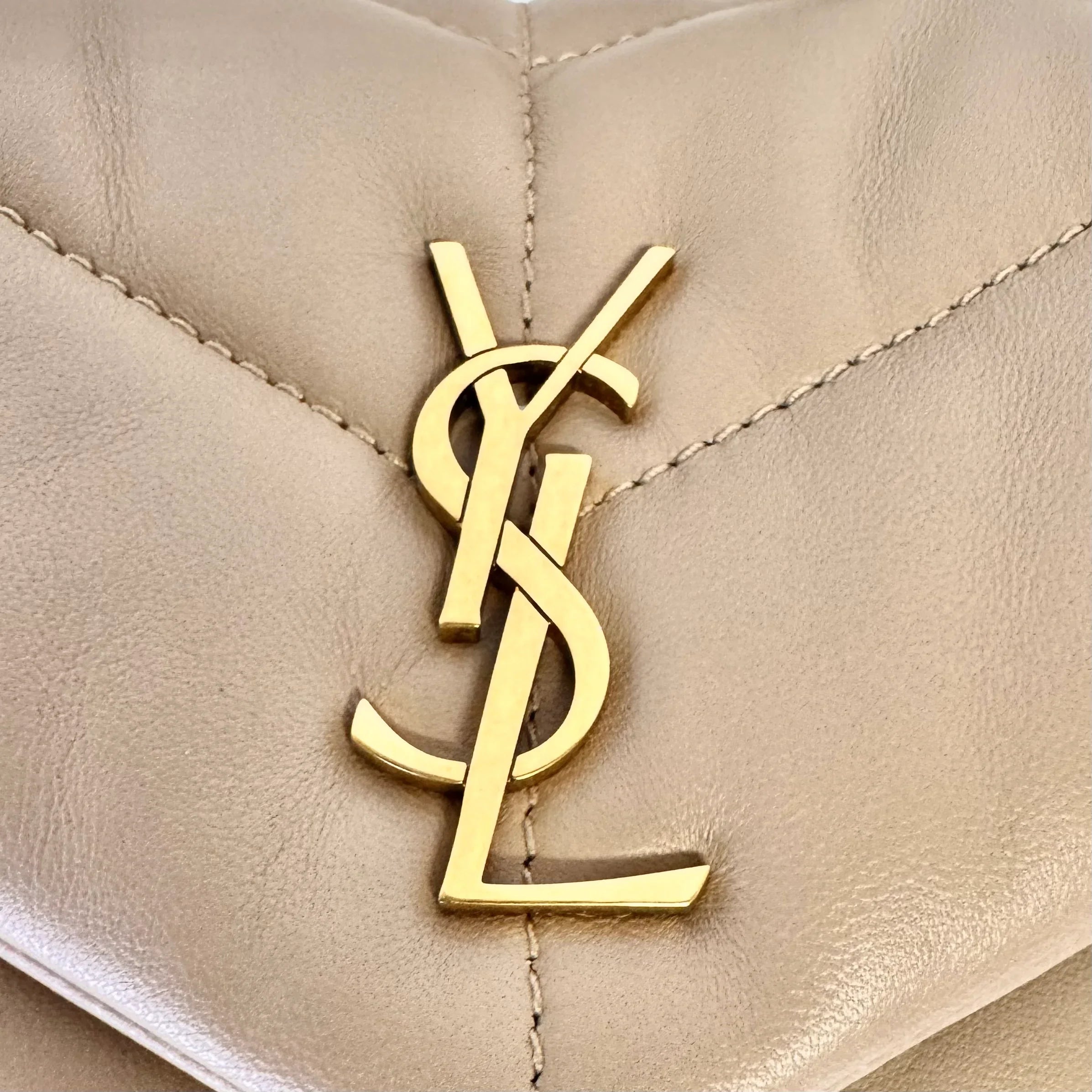 Saint Laurent Lambskin Toy Loulou Puffer Chain Bag – Dark Beige