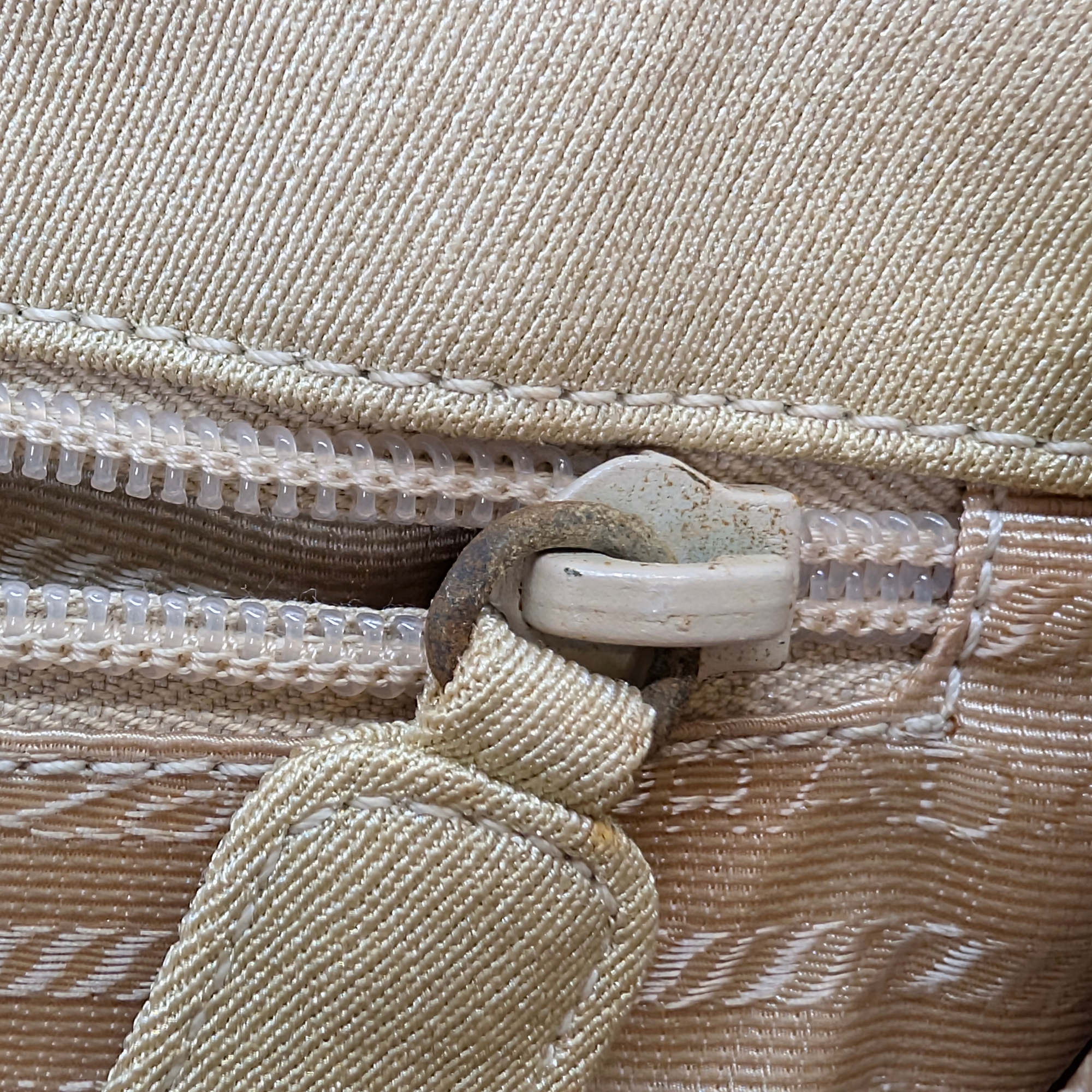 Prada Canvas & Tortoise Shell Shoulder Bag Beige