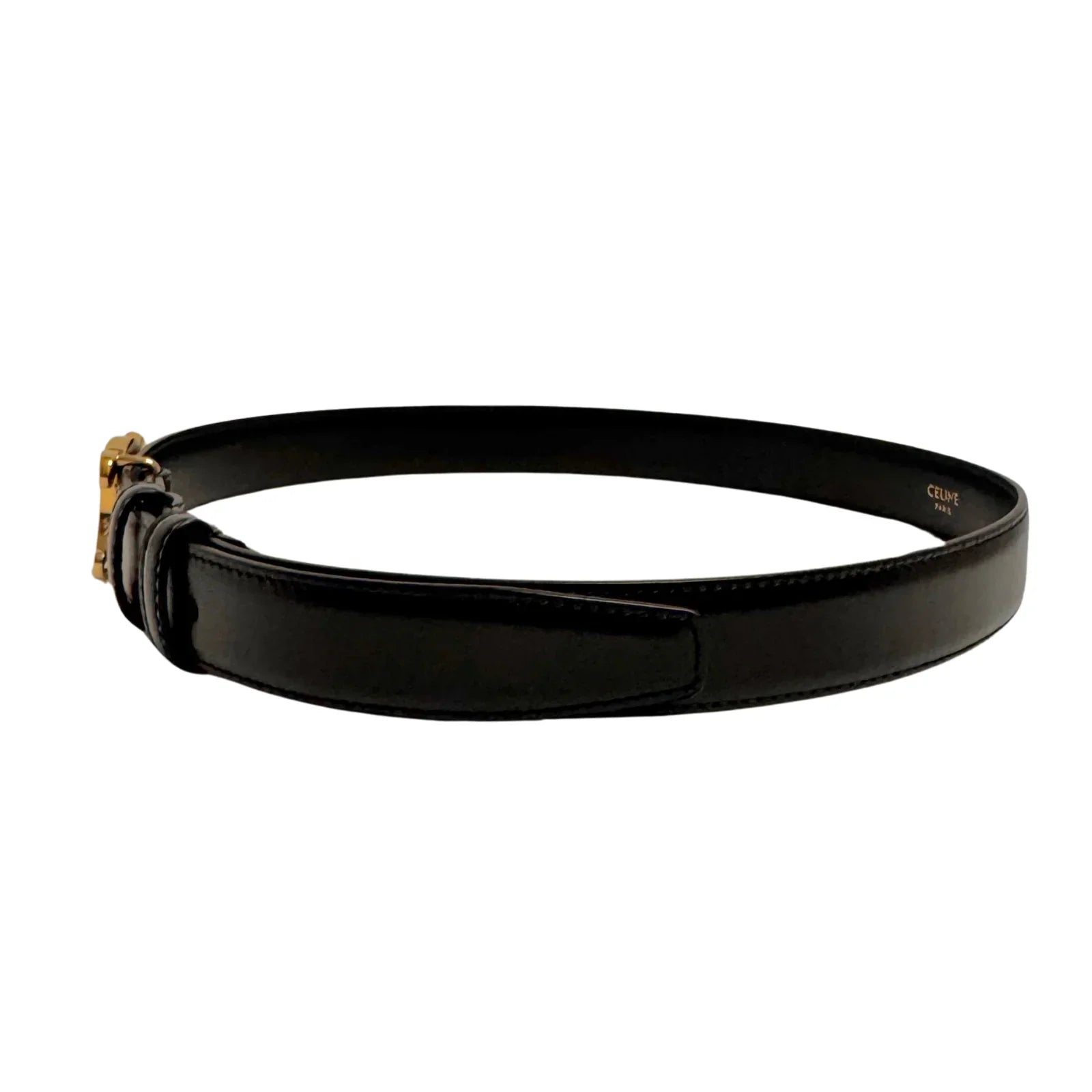 Celine Triomphe Leather Belt Black