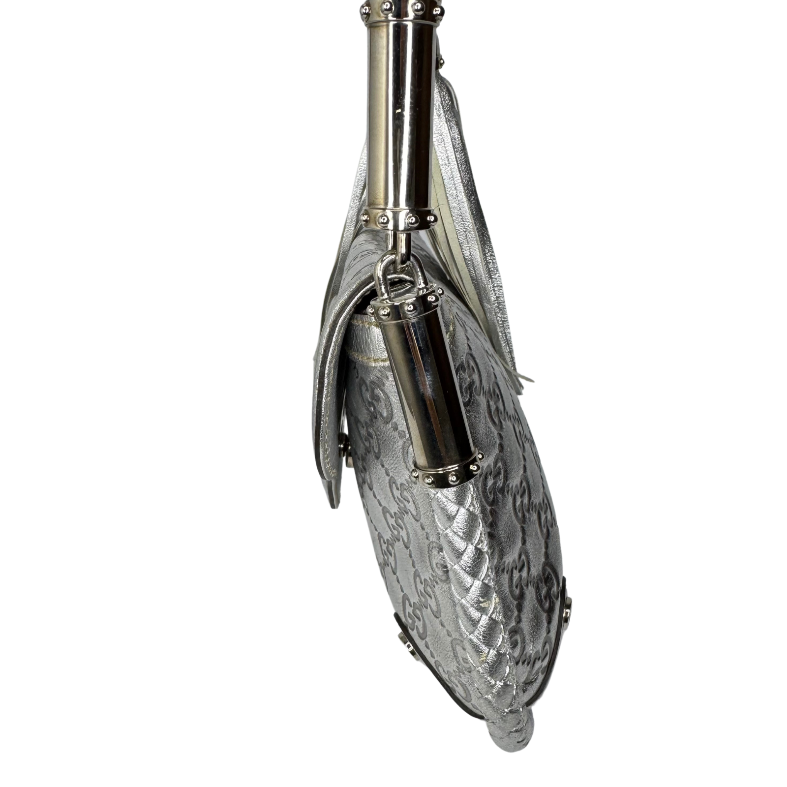 Gucci Guccissima Small Britt Tassel Shoulder Bag – Silver