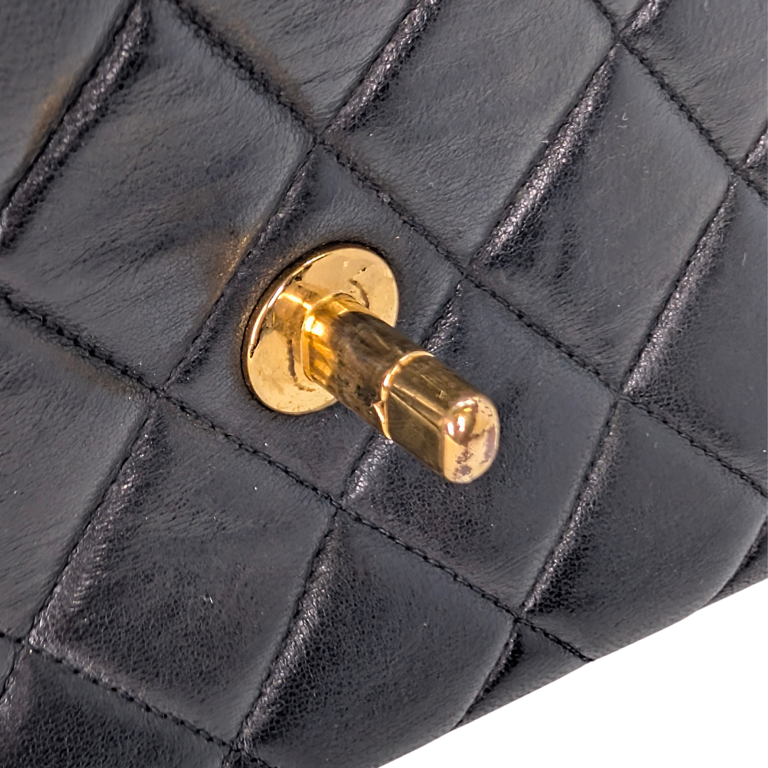 Chanel Lambskin Vintage Double Sided Classic Flap Handbag Black