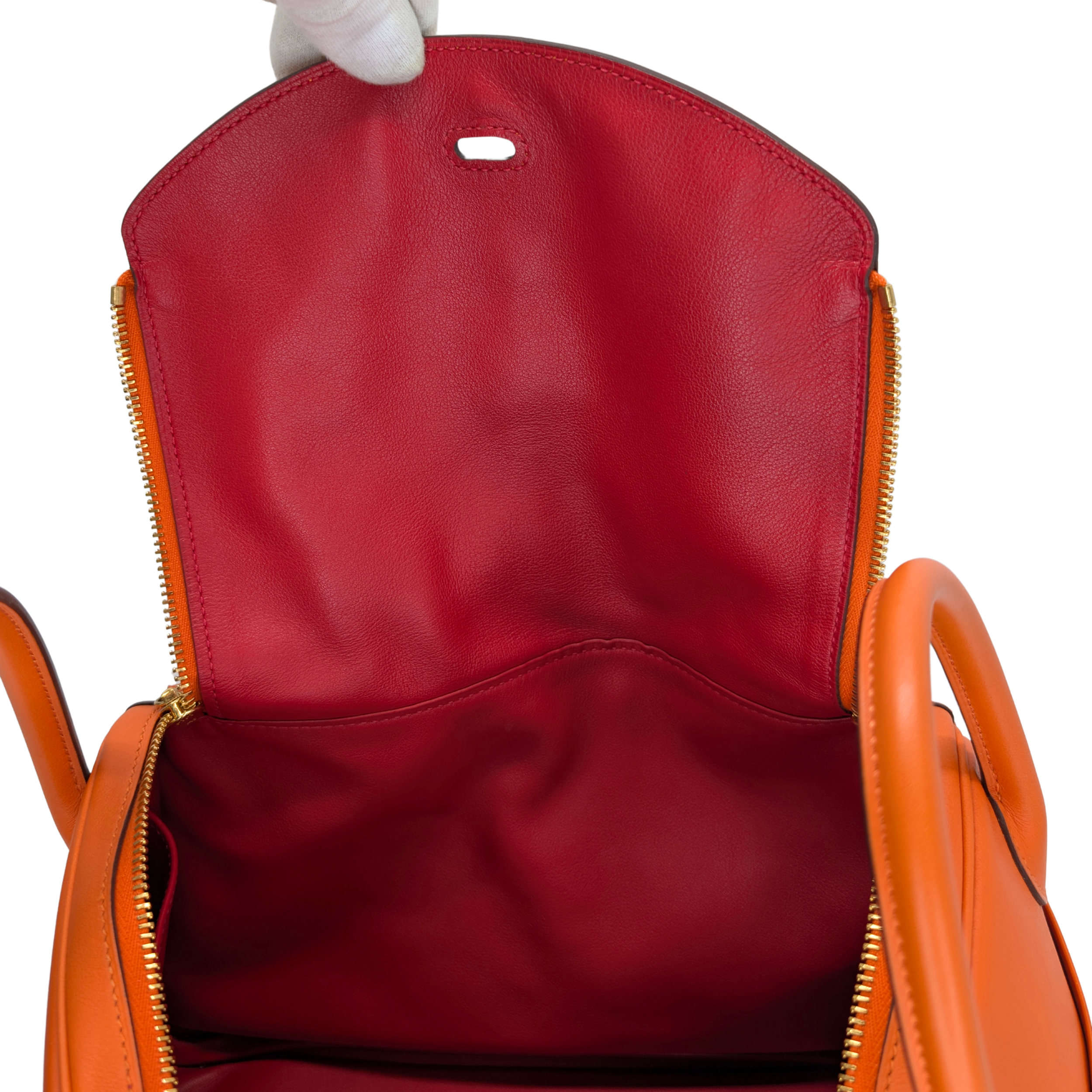 Hermes Lindy 30 Swift Leather Orange LGHW X Stamp