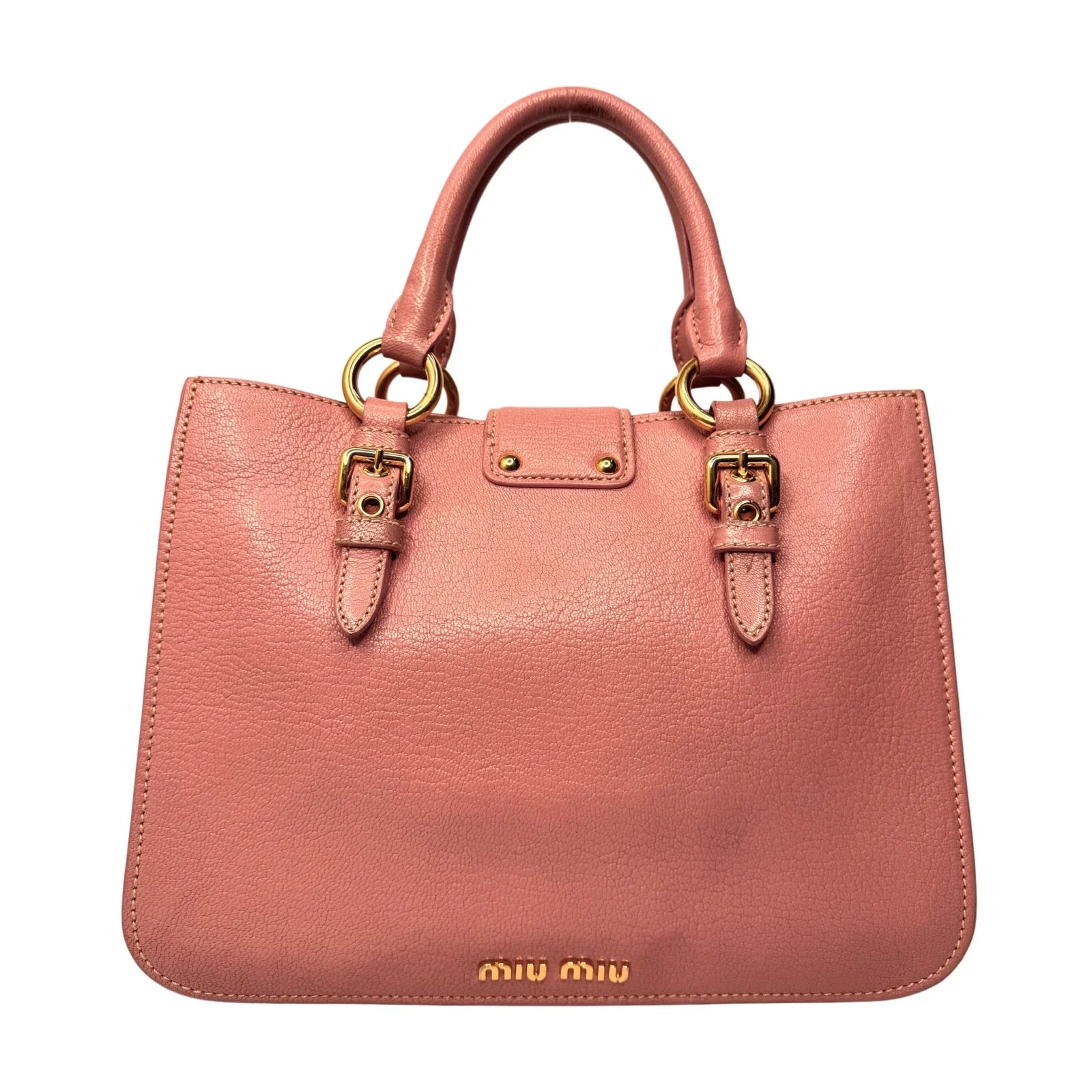 Miu Miu Goatskin Madras Shopping Crossbody Tote Bag Pink