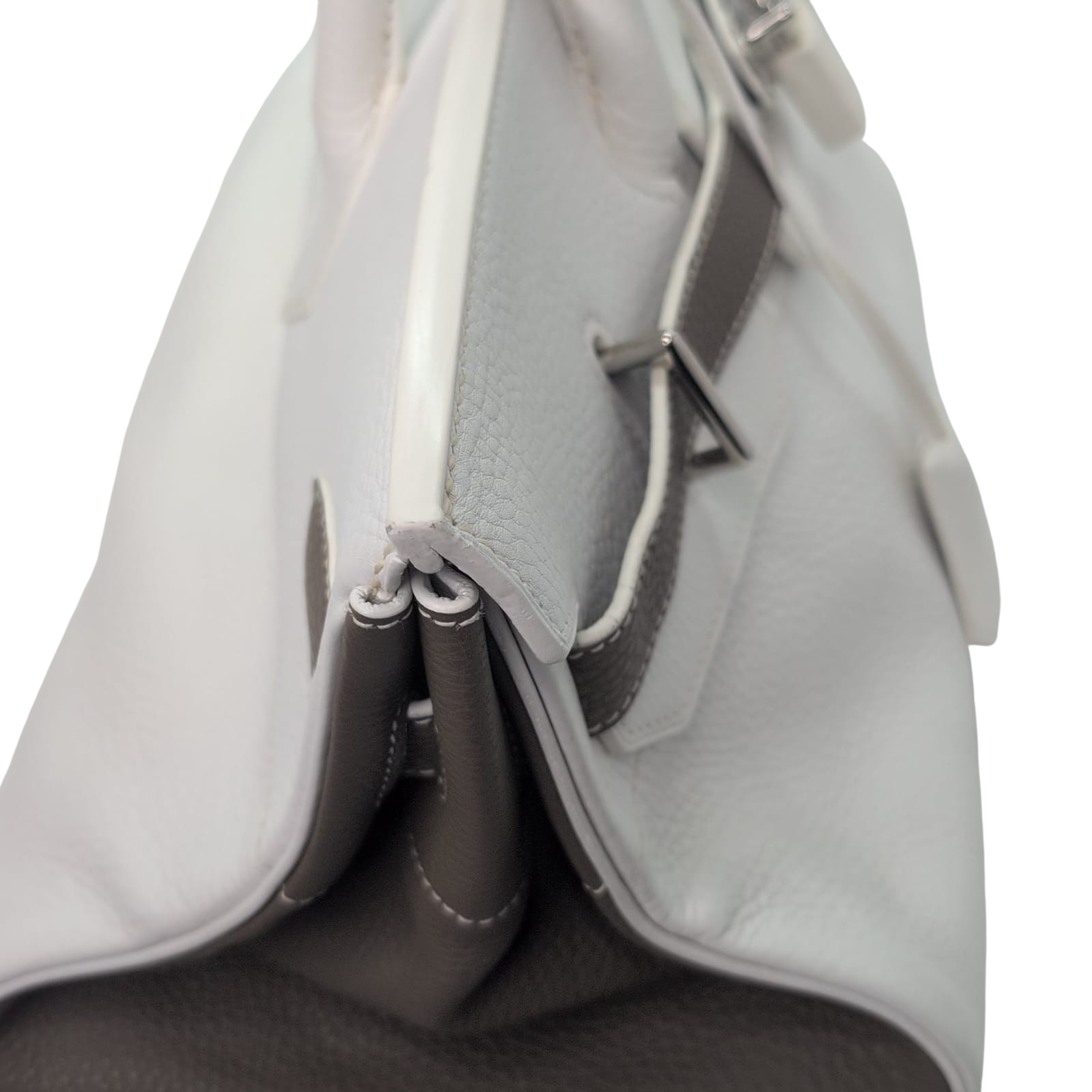 Hermès Birkin Shoulder 42 White Etoupe Clemence Palladium Hardware □J Stamp