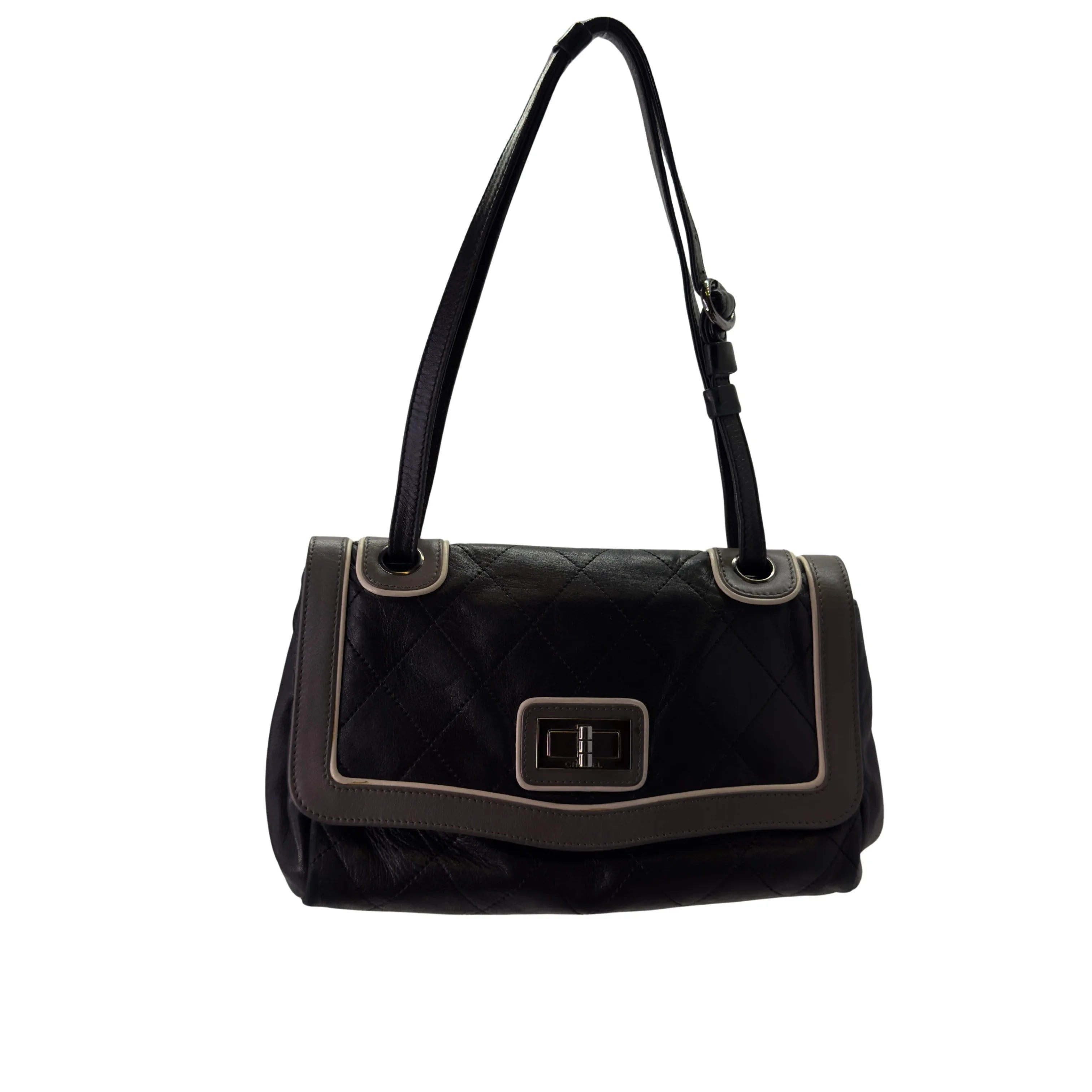 Chanel East-West Shoulder Bag Leather Black - Lost Designer