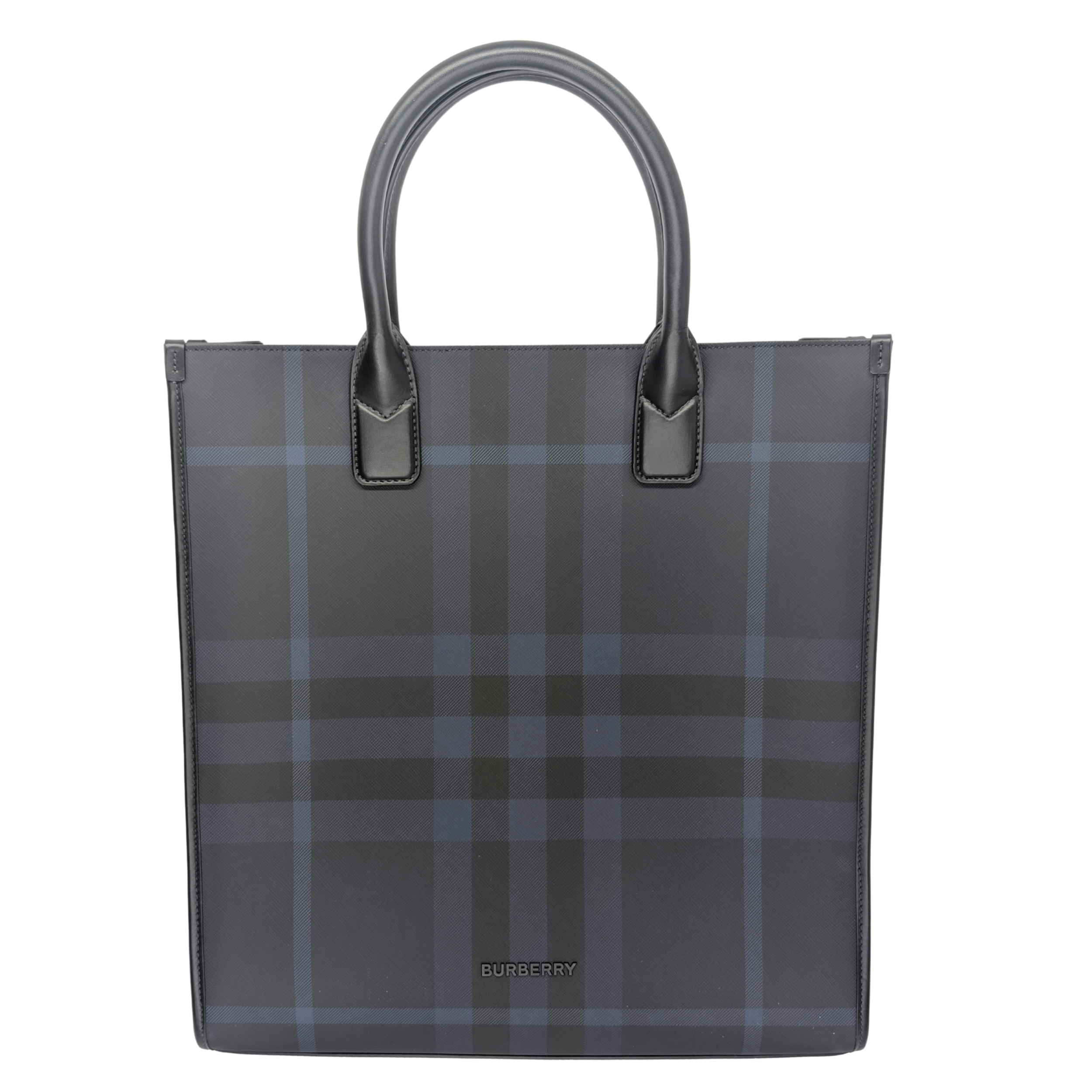 Burberry Slim Vertical Denny Tote Bag In Navy Check Pattern