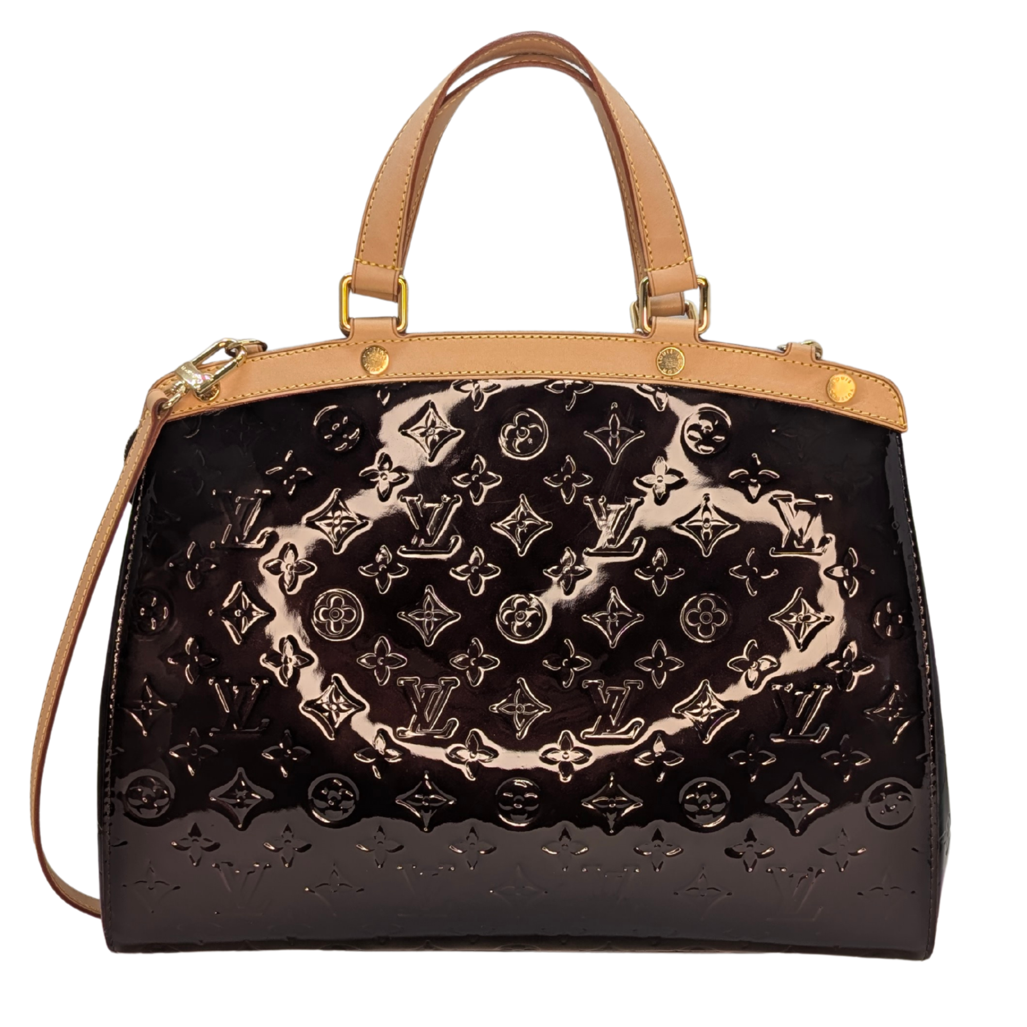 Louis Vuitton Amarante Monogram Brea Vernis GM Handbag Burgundy