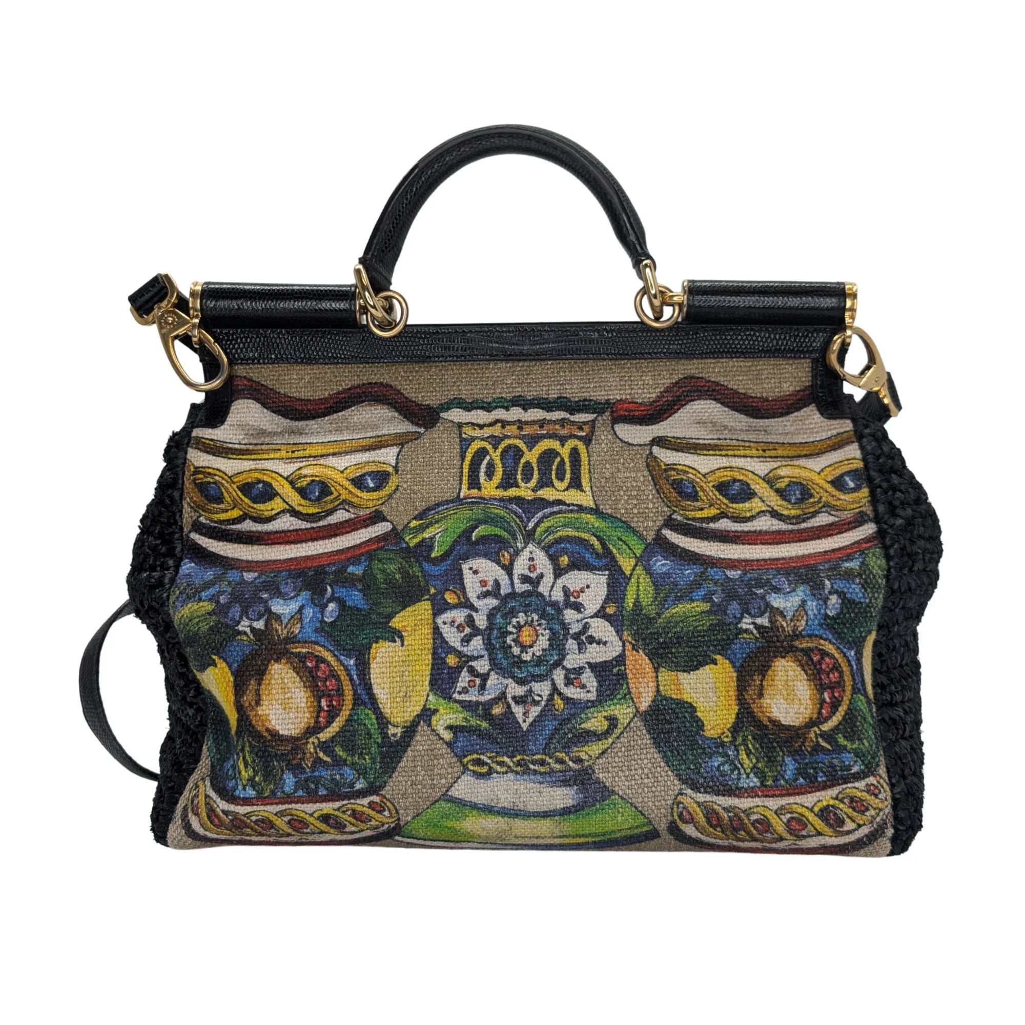 Dolce & Gabbana Sicily Handbag Floral/Black - Lost Designer