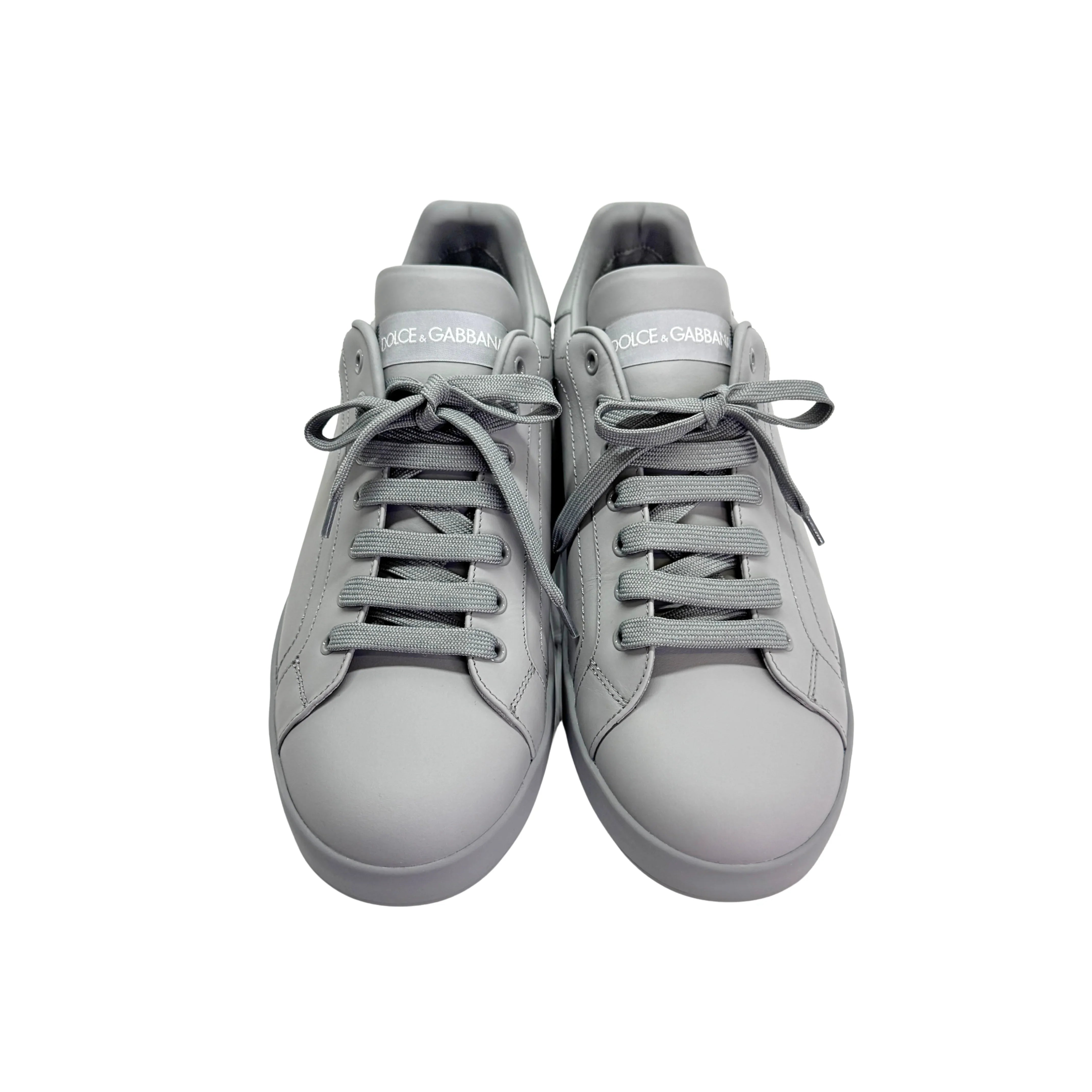 Dolce & Gabbana Men's Portofino Sneakers Leather Grey - Lost Designer