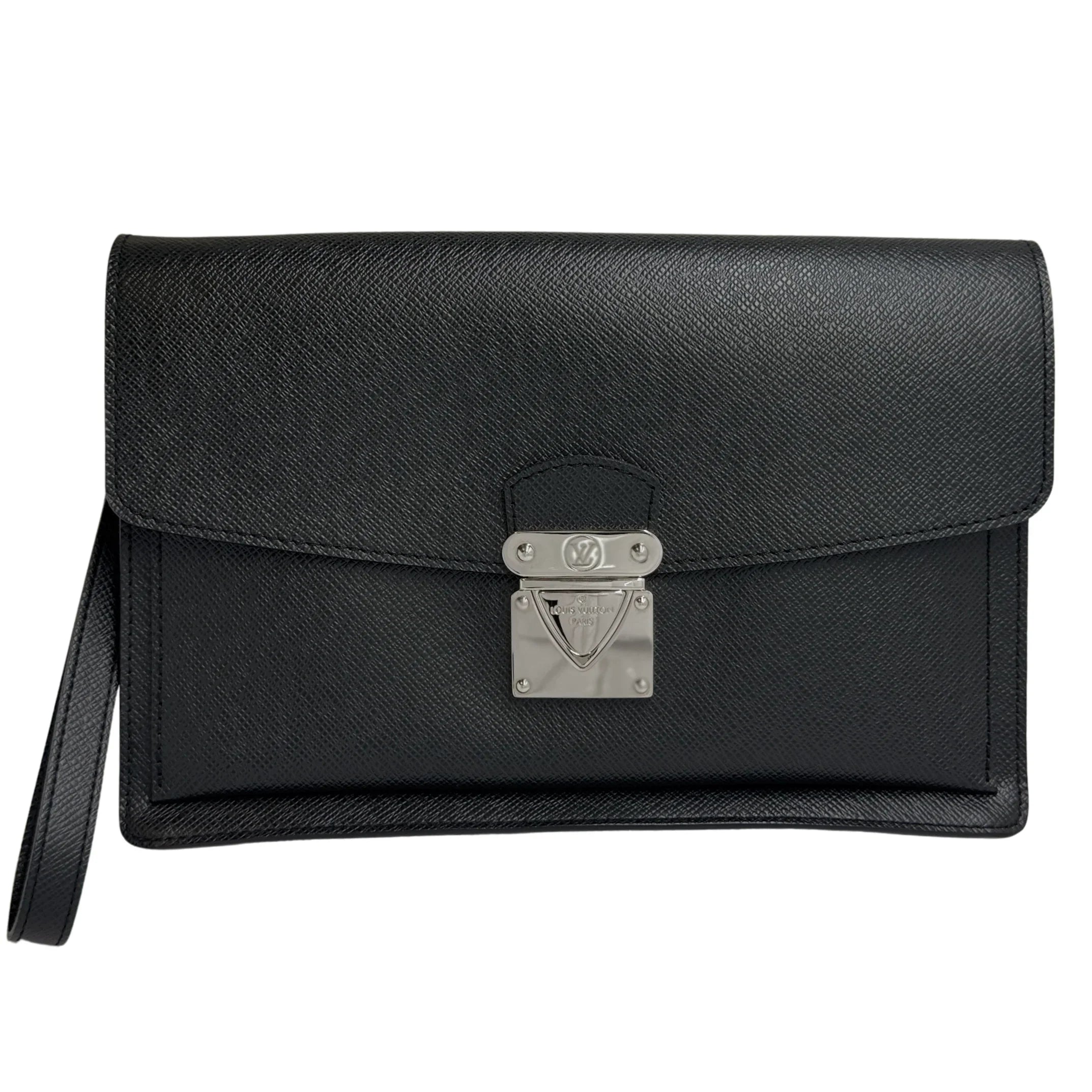 Louis Vuitton Taiga Pochette Belaia Ardoise Clutch Bag Black - Lost Designer