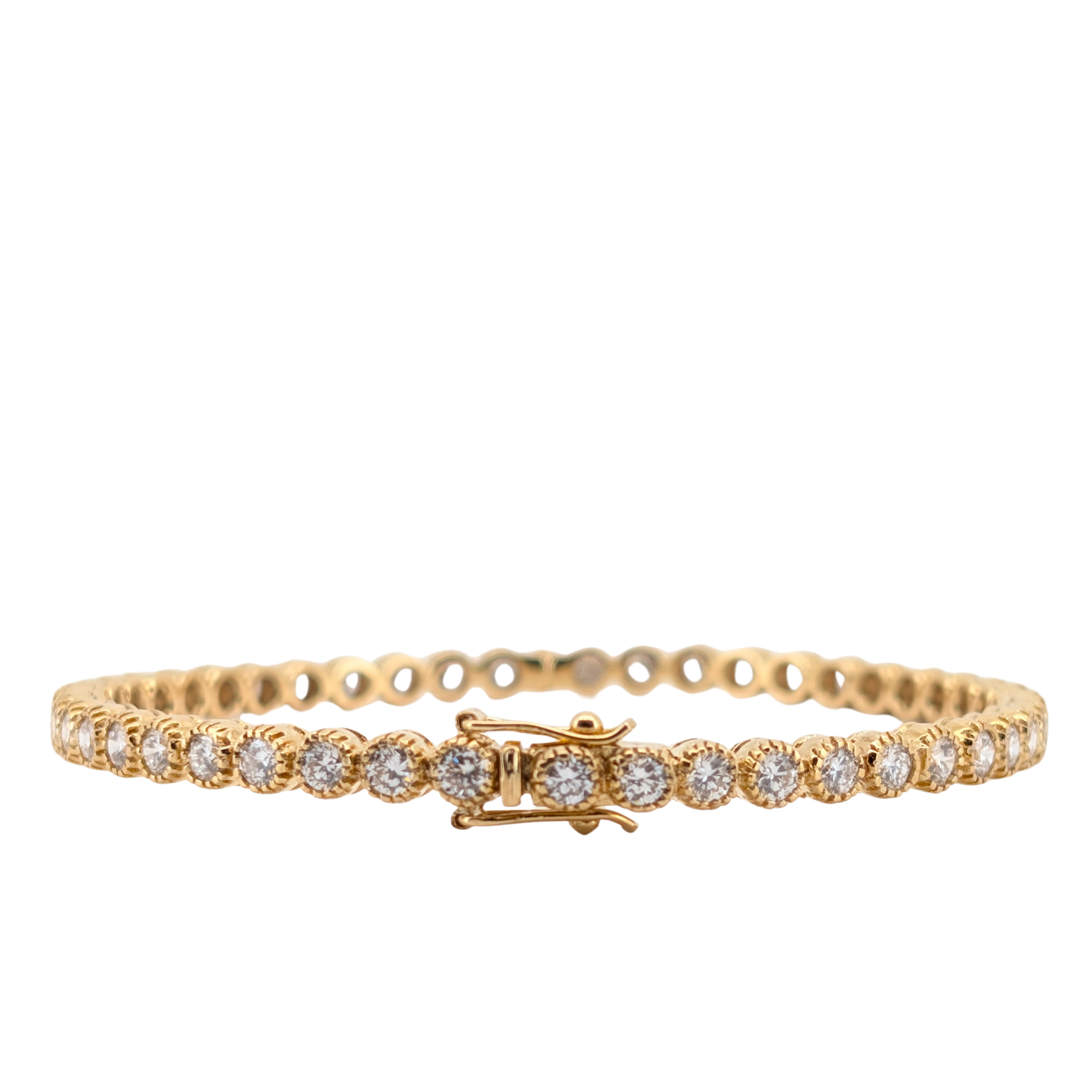 3.00Ct Natural Diamond Full Eternity Bangle In 18K Yellow Gold