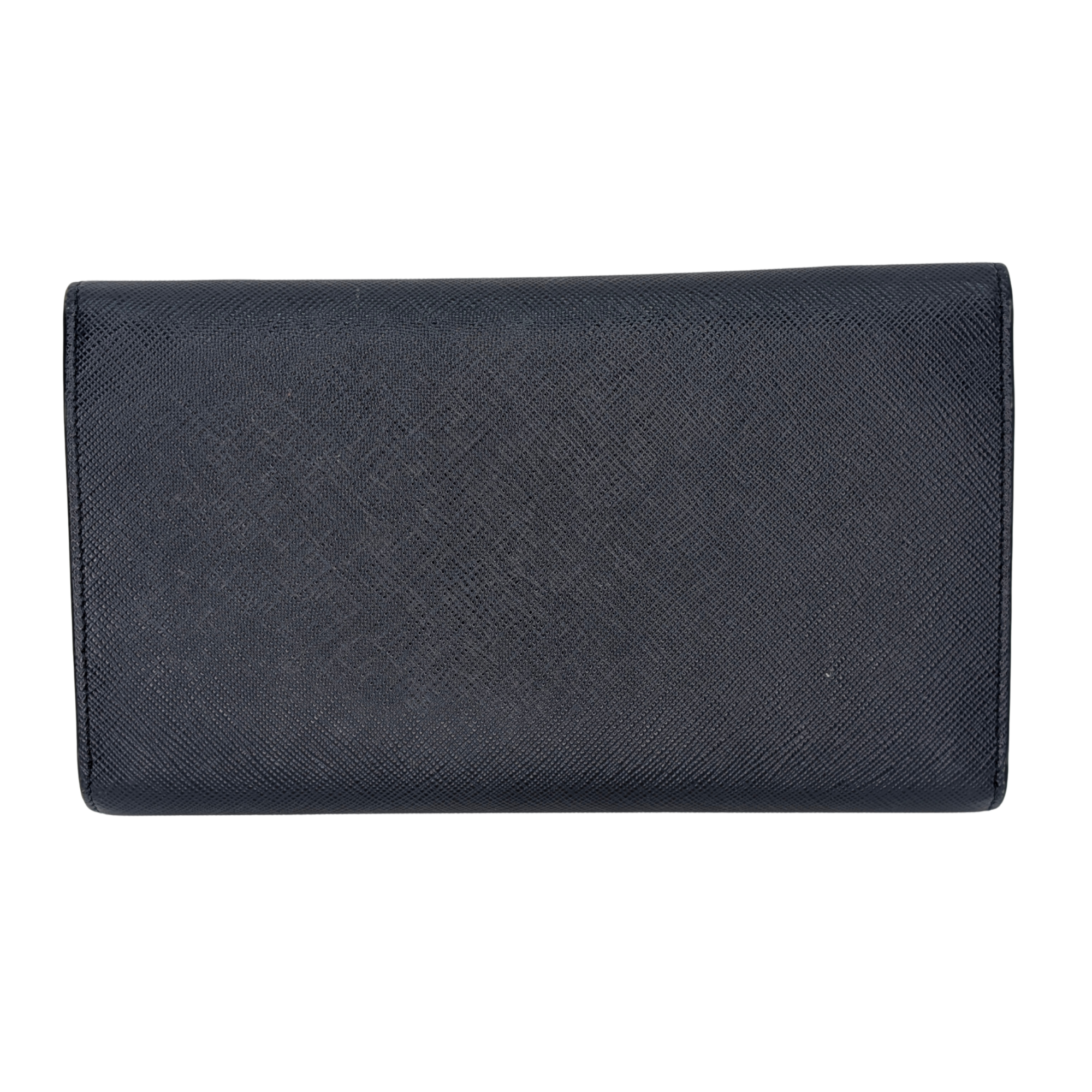 Black Prada Saffiano Multi Pocket Wallet Navy Blue