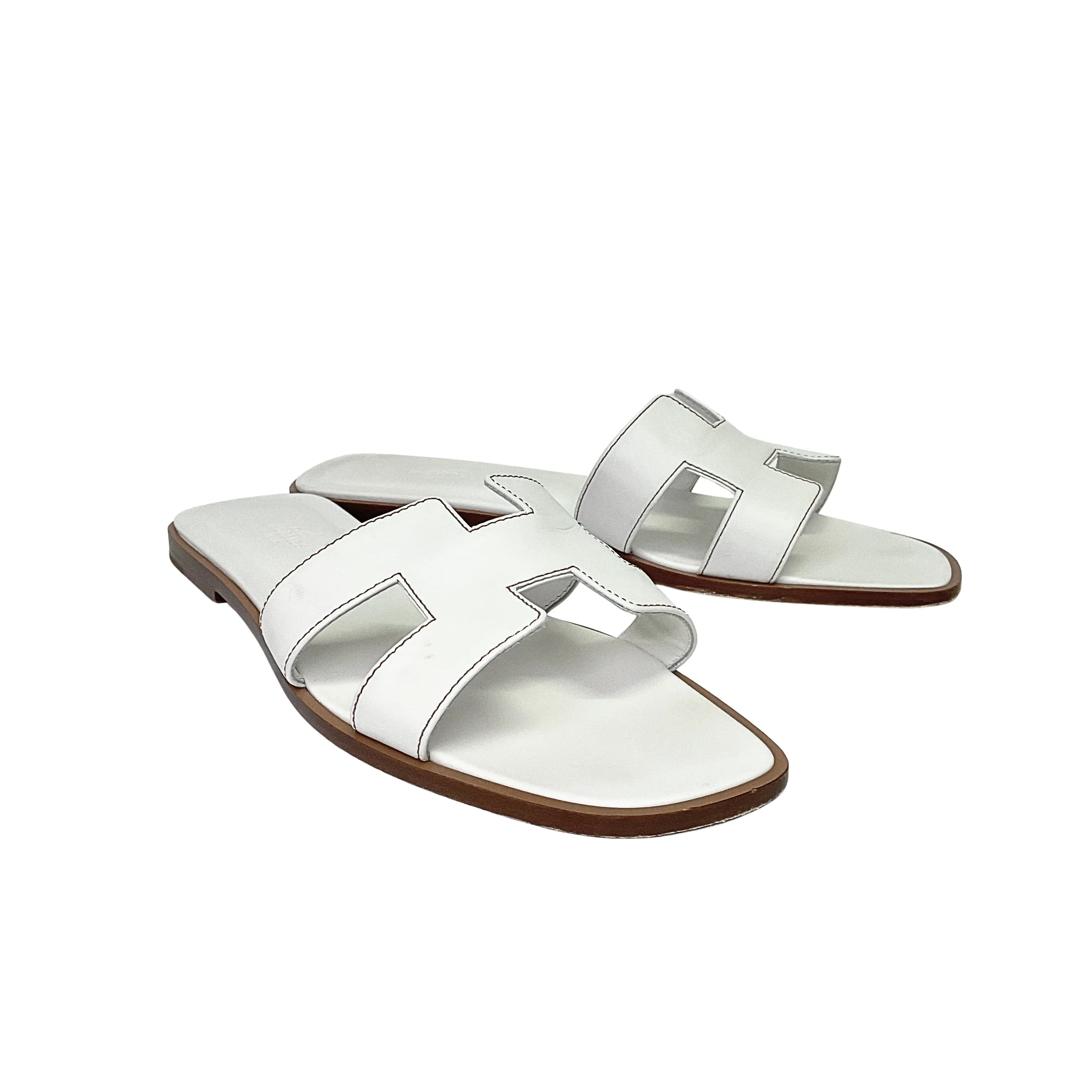 Hermes Oran Sandals White size 41 - Lost Designer