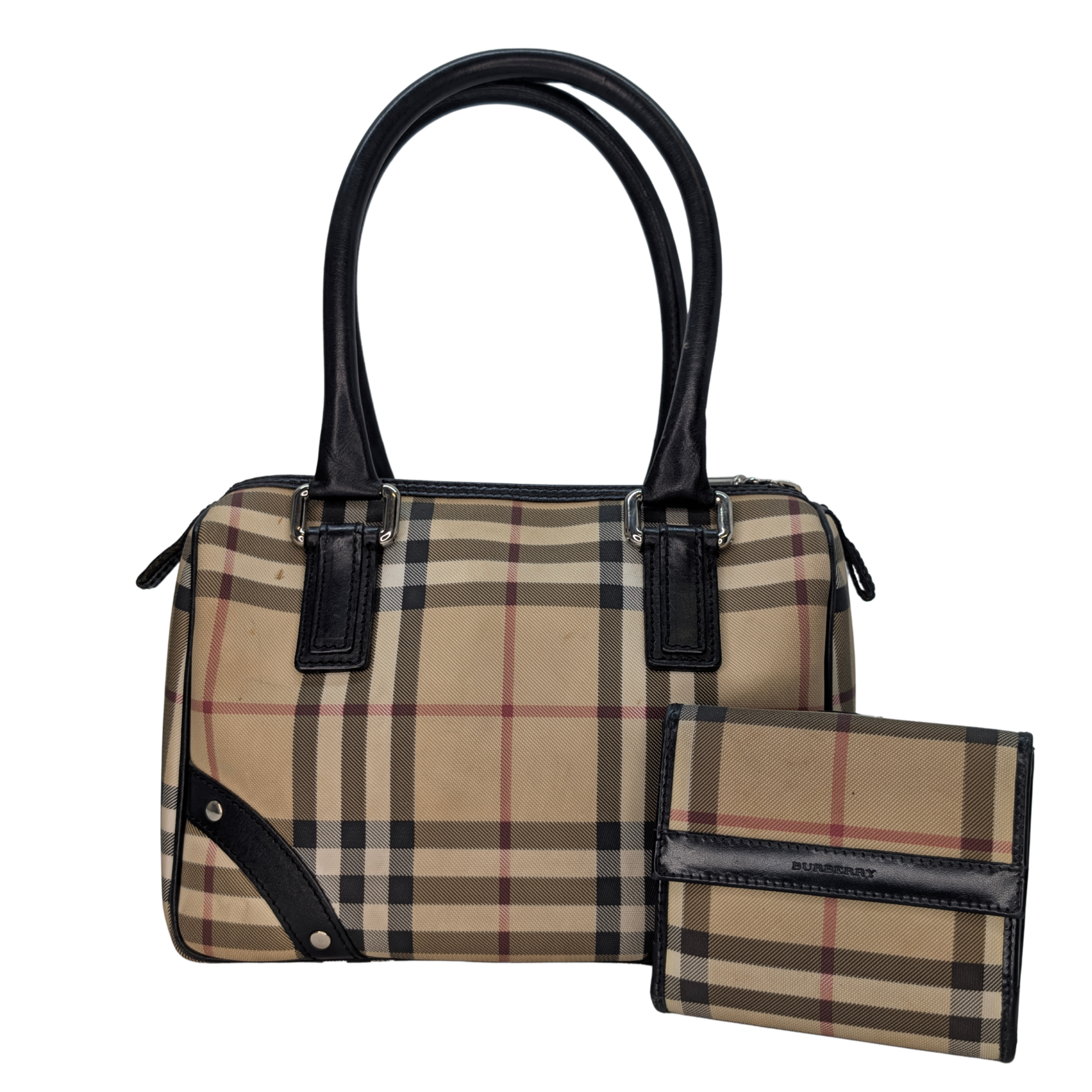 Burberry Mini Bowler Check Bag with wallet