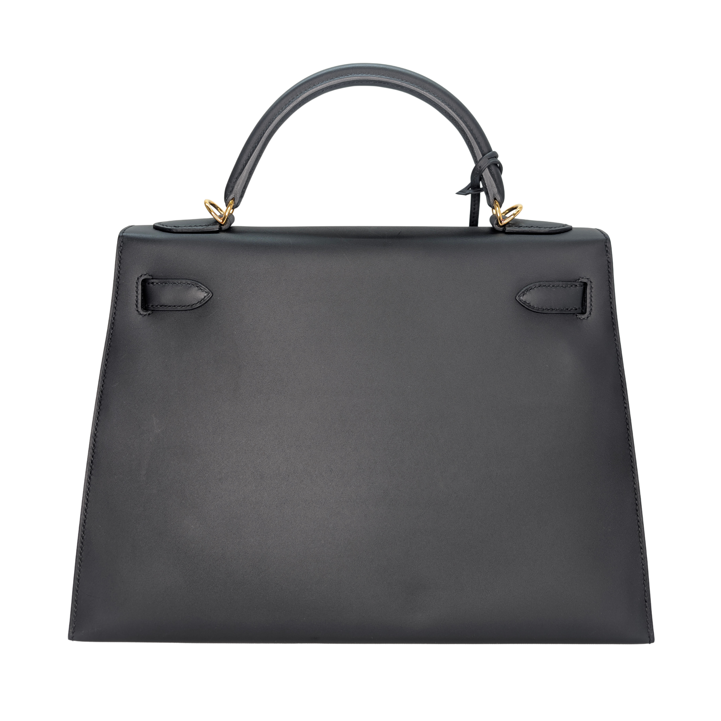Hermes Kelly 32 Sellier Sombrero Box Leather GHW Matte Black X Stamp