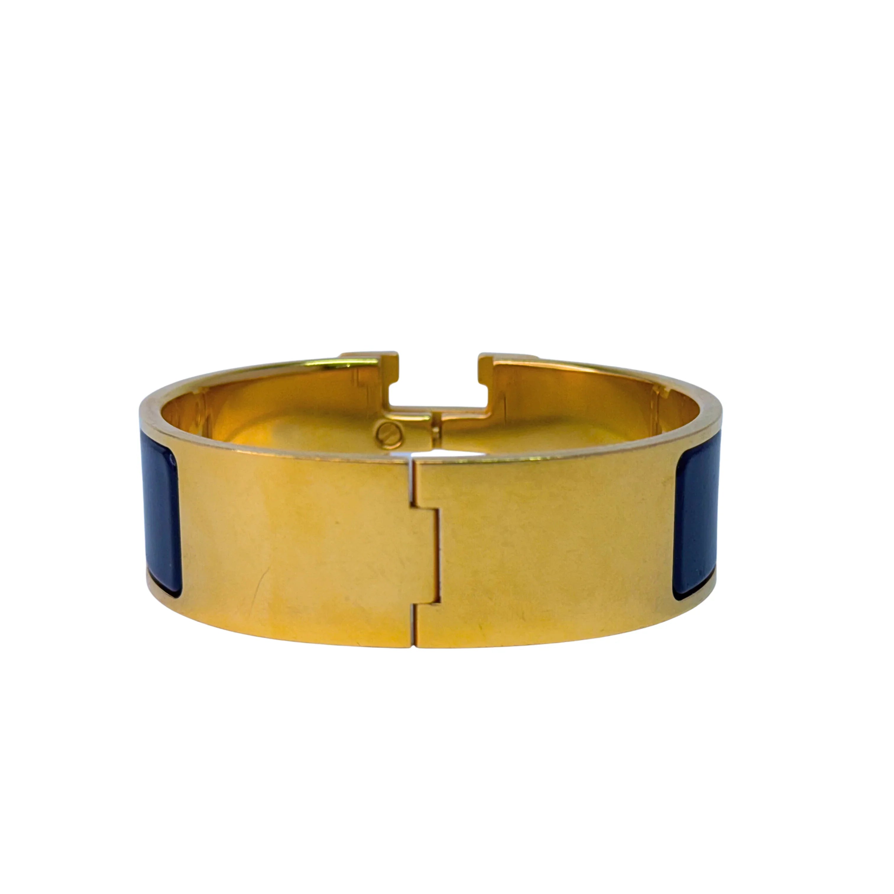 Hermes Clic Clac H Ultramarine Enamel Gold Hardware Bracelet - Lost Designer