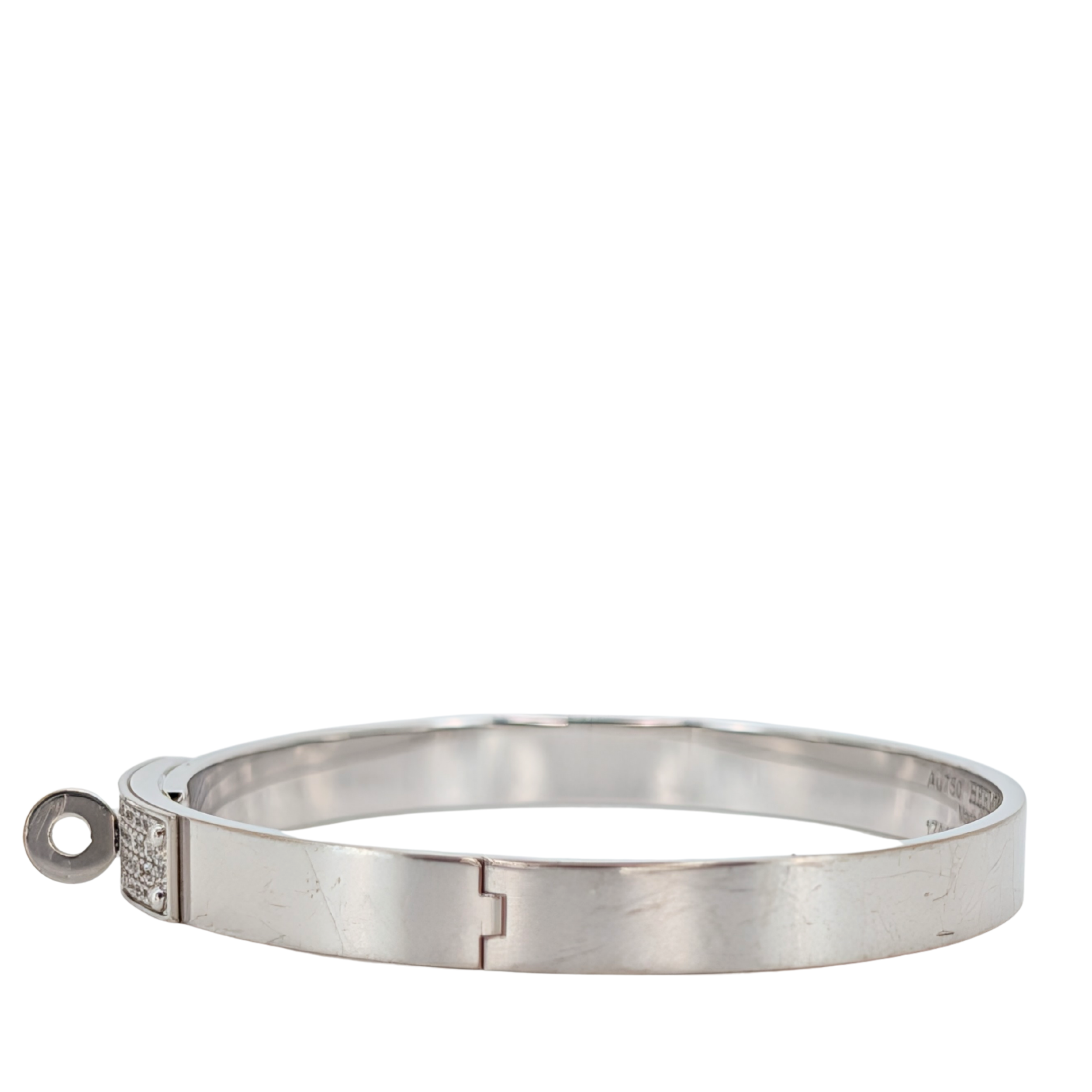 Hermes Kelly Diamond Bracelet Bangle Small SH 18k White Gold