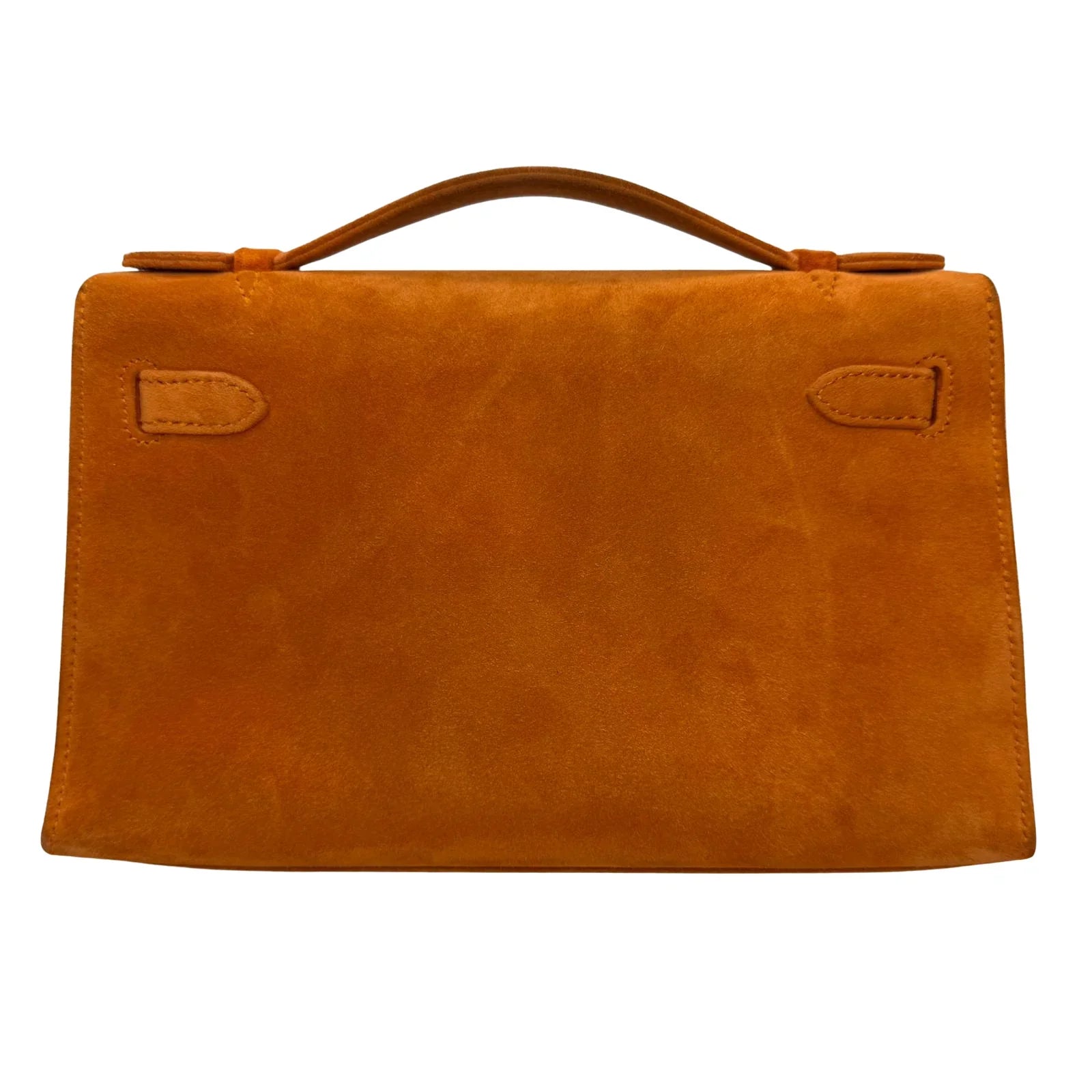 Hermès Kelly Pochette Orange H Veau Doblis Suede PWH ☐ I Stamp - Lost Designer