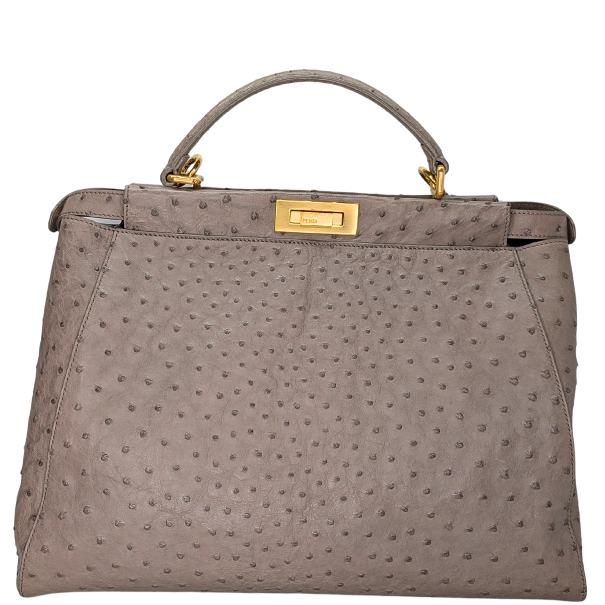 Fendi Peekaboo Large Ostrich Bag Taupe Grey