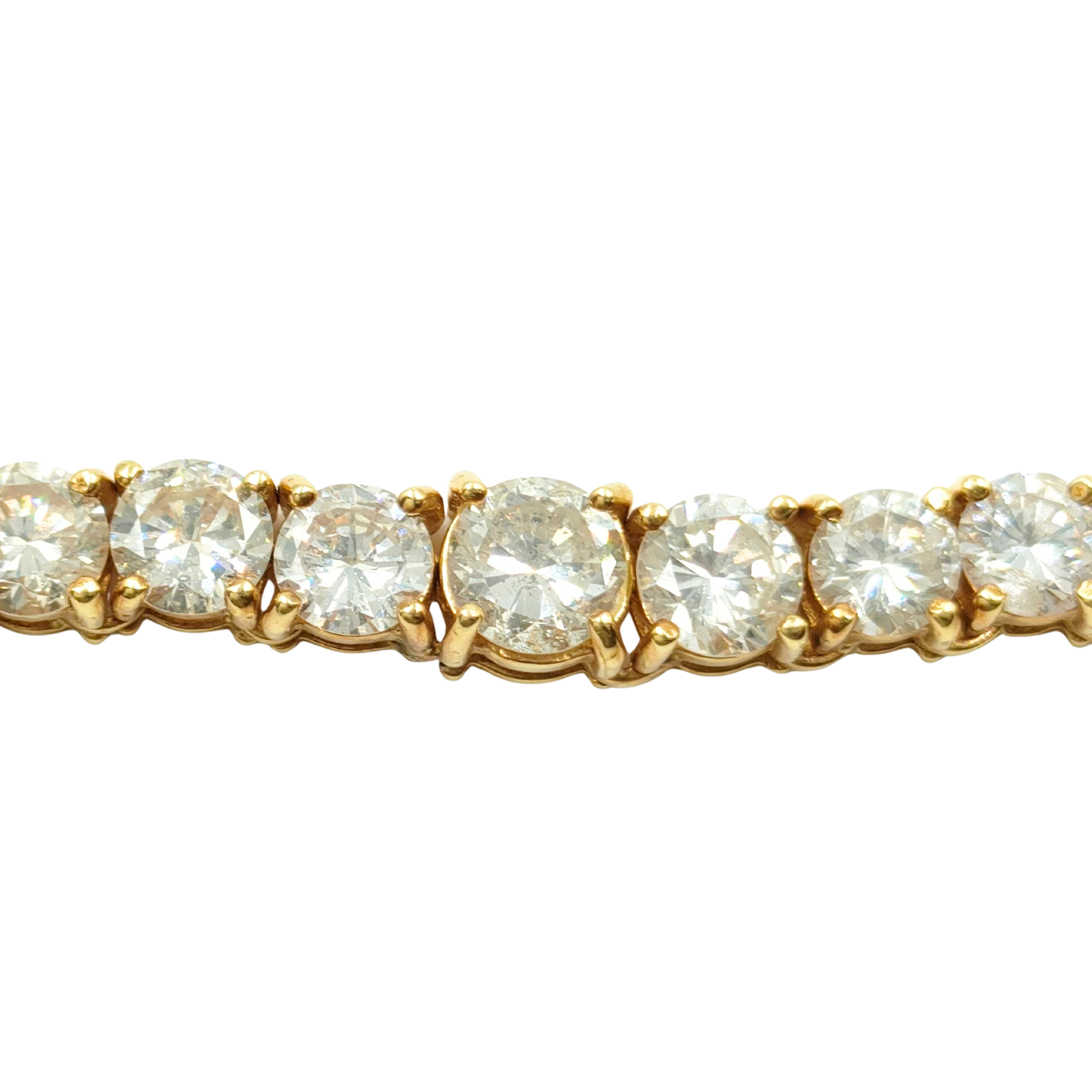 10.0ct 18k Yellow Gold Natural Diamond Graduating Tennis Necklace