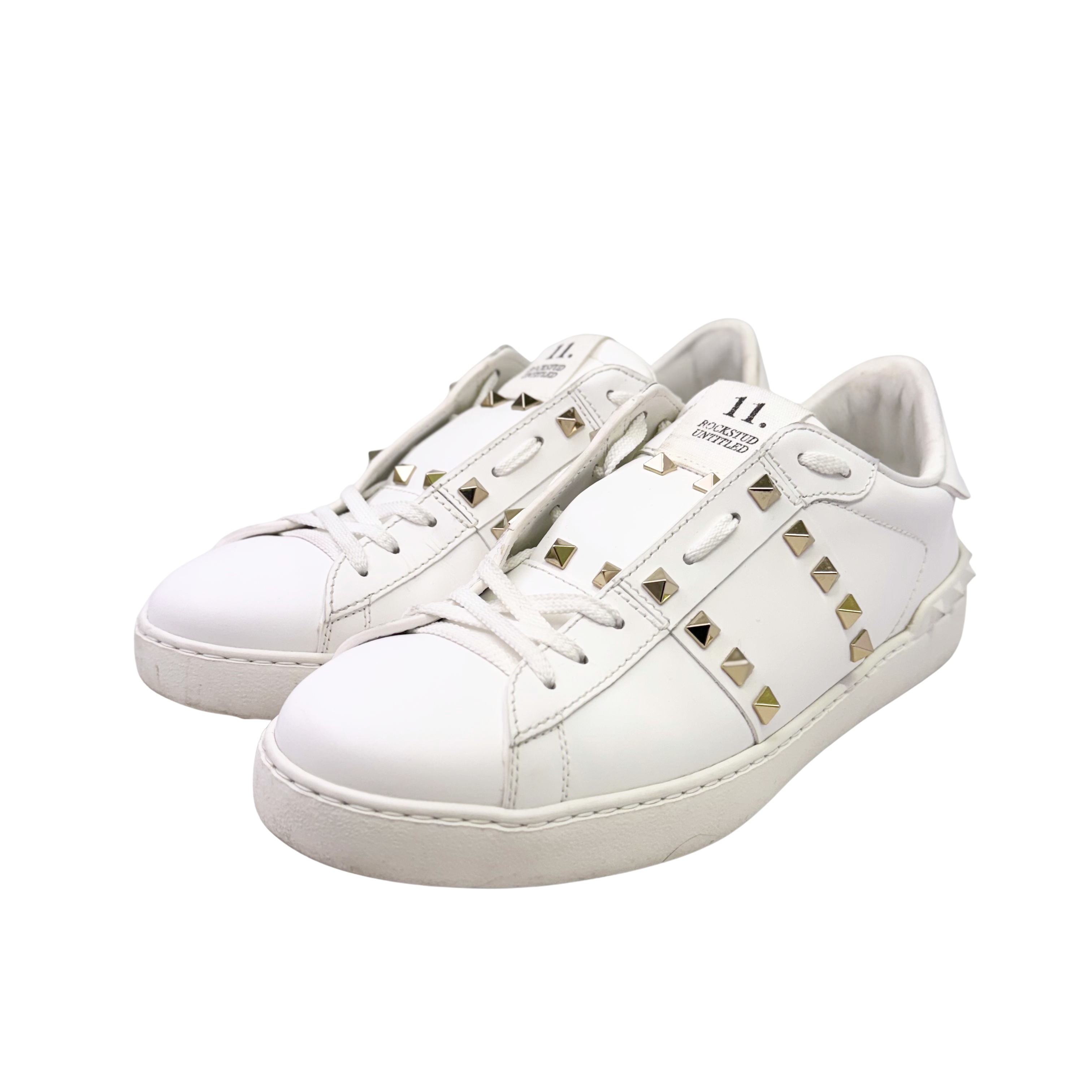 White Valentino RockStud Sneakers, 8 US
