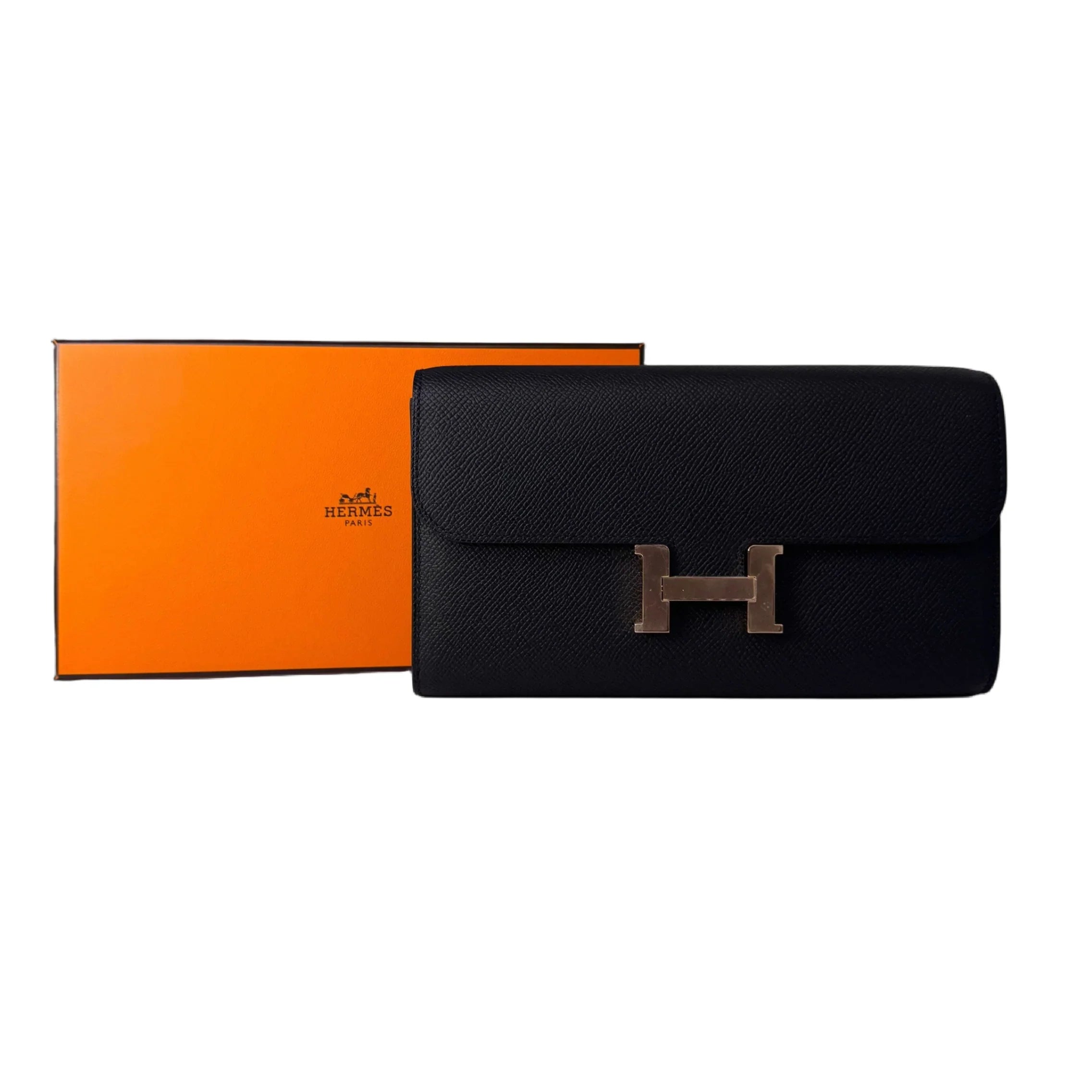 Hermes Epsom Constance To Go Black Wallet Crossbody Bag - Lost Designer