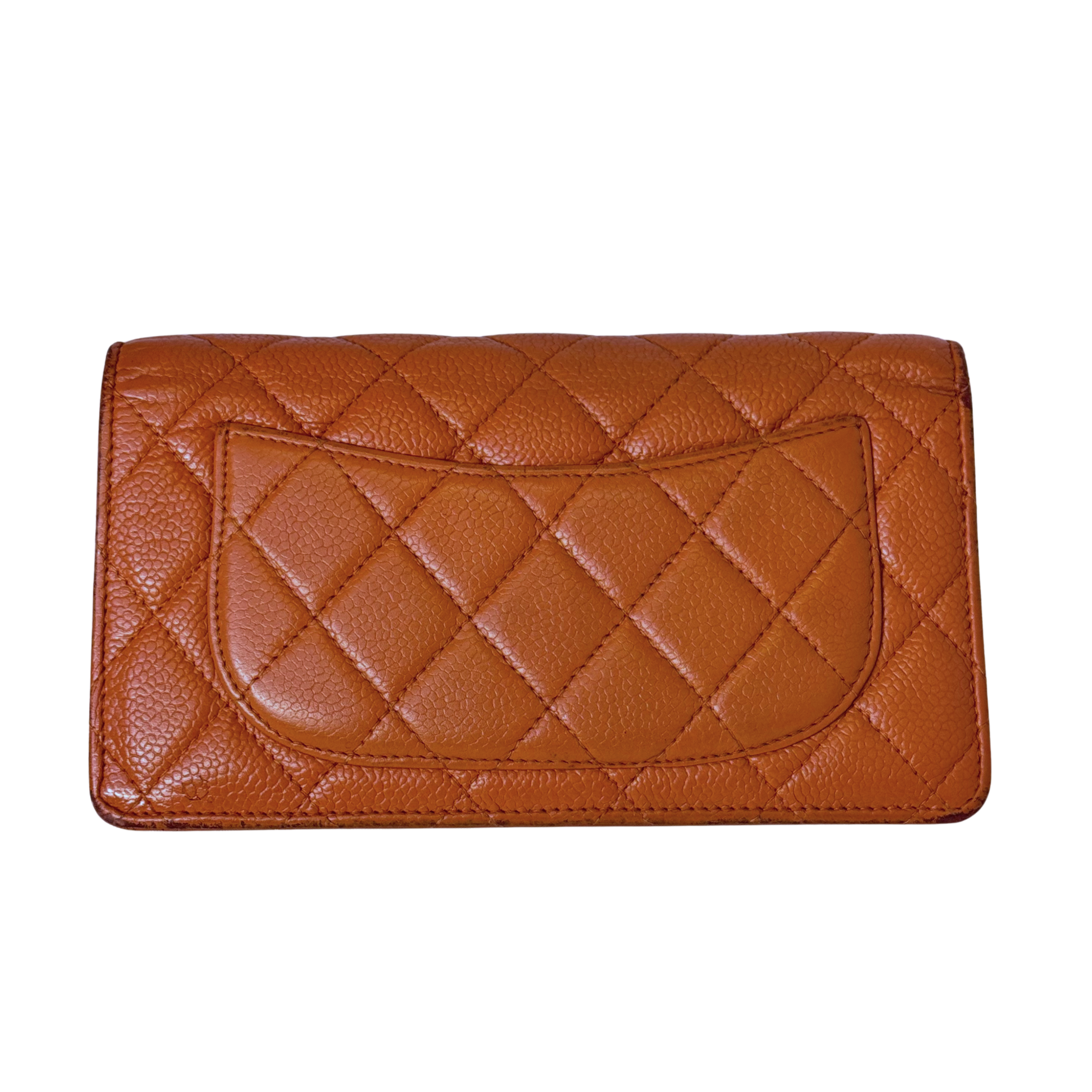 Chanel Grained Leather Wallet Brown