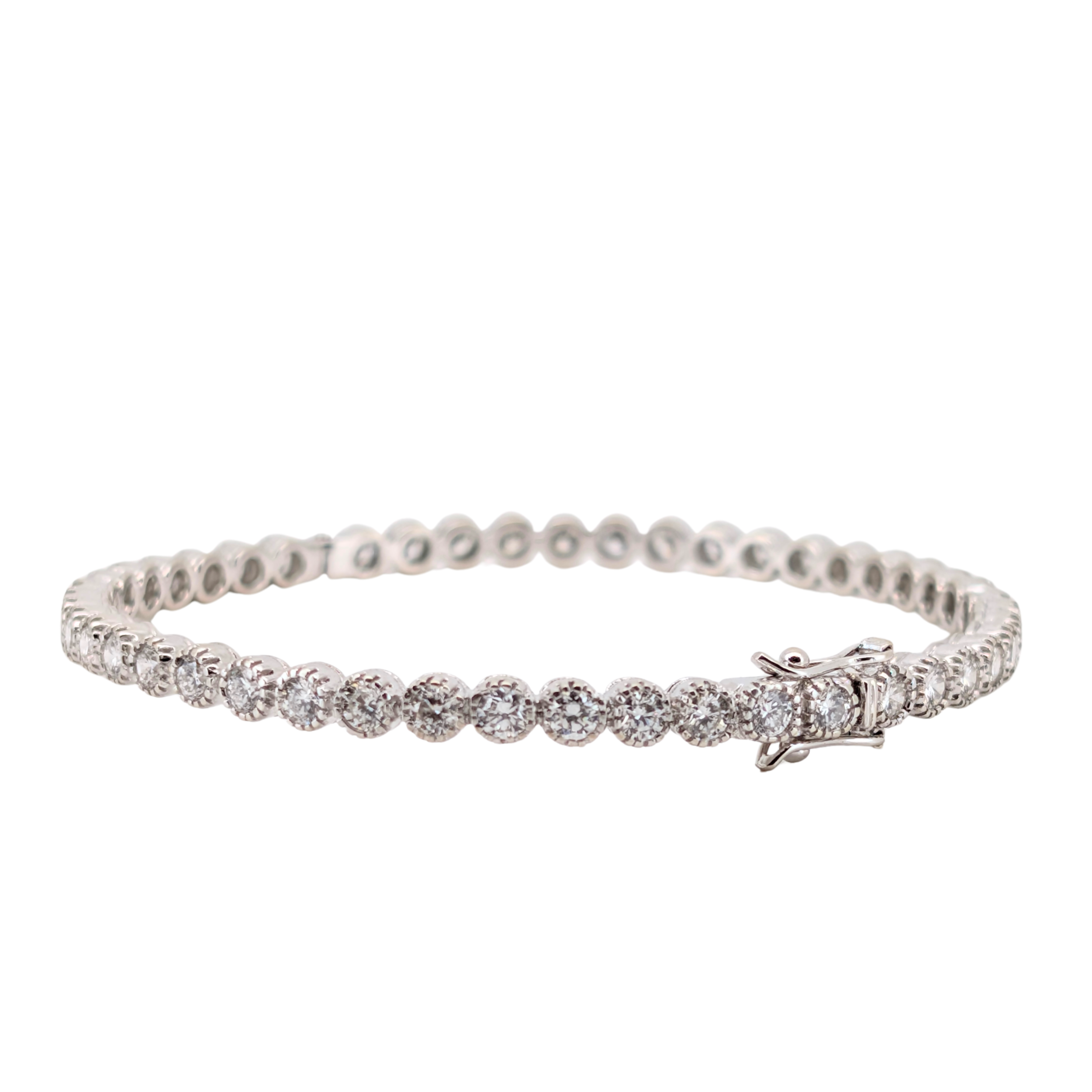 3.00Ct Natural Diamond Full Eternity Bangle In 18K White Gold
