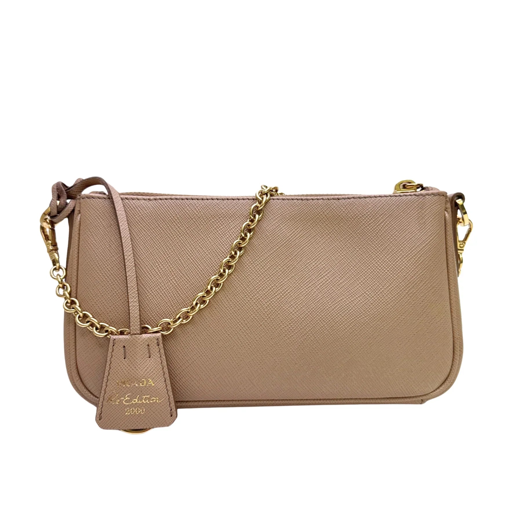 Prada Re-edition Crossbody Bag Leather Beige - Lost Designer