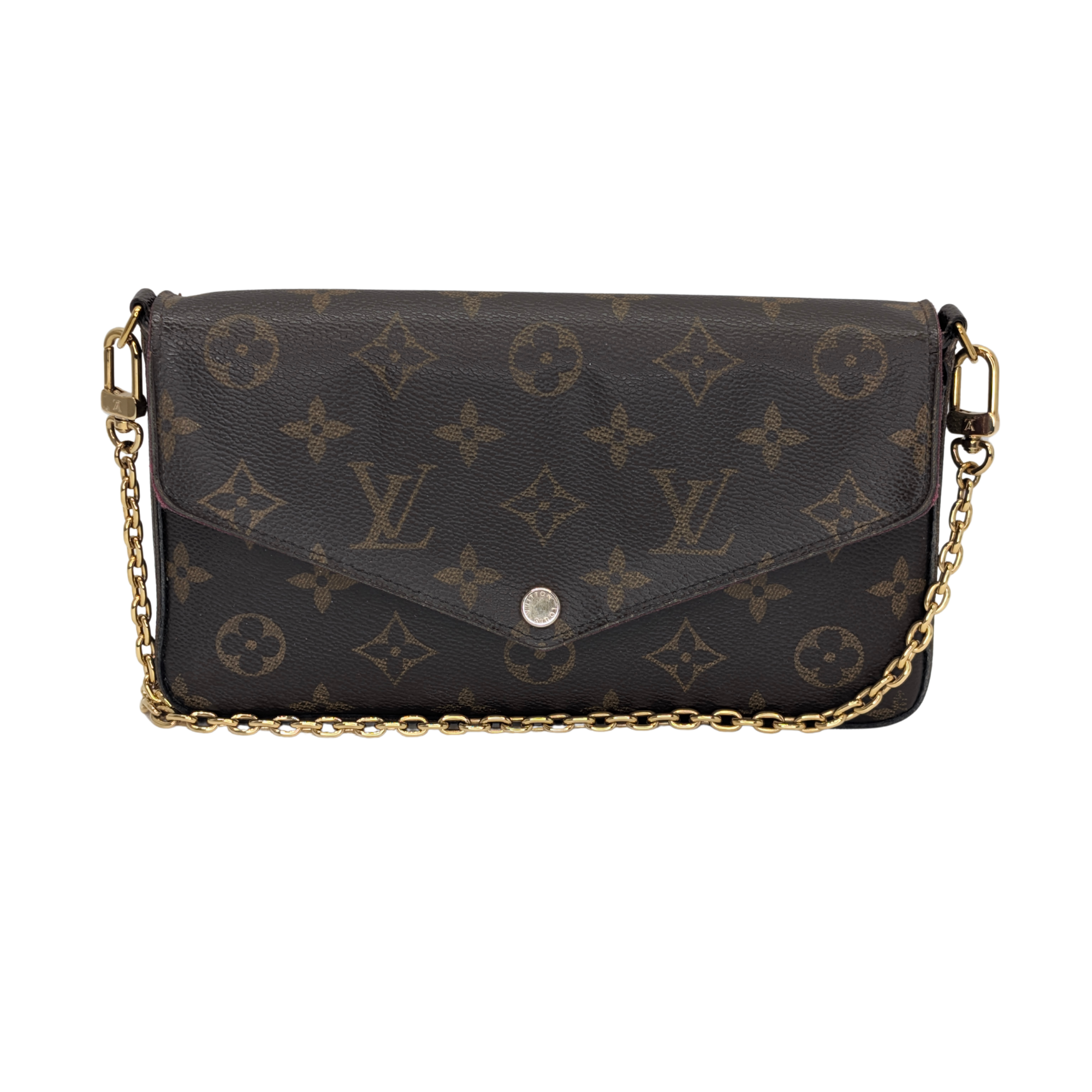 Louis Vuitton Félicie Pochette Clutch Bag Brown