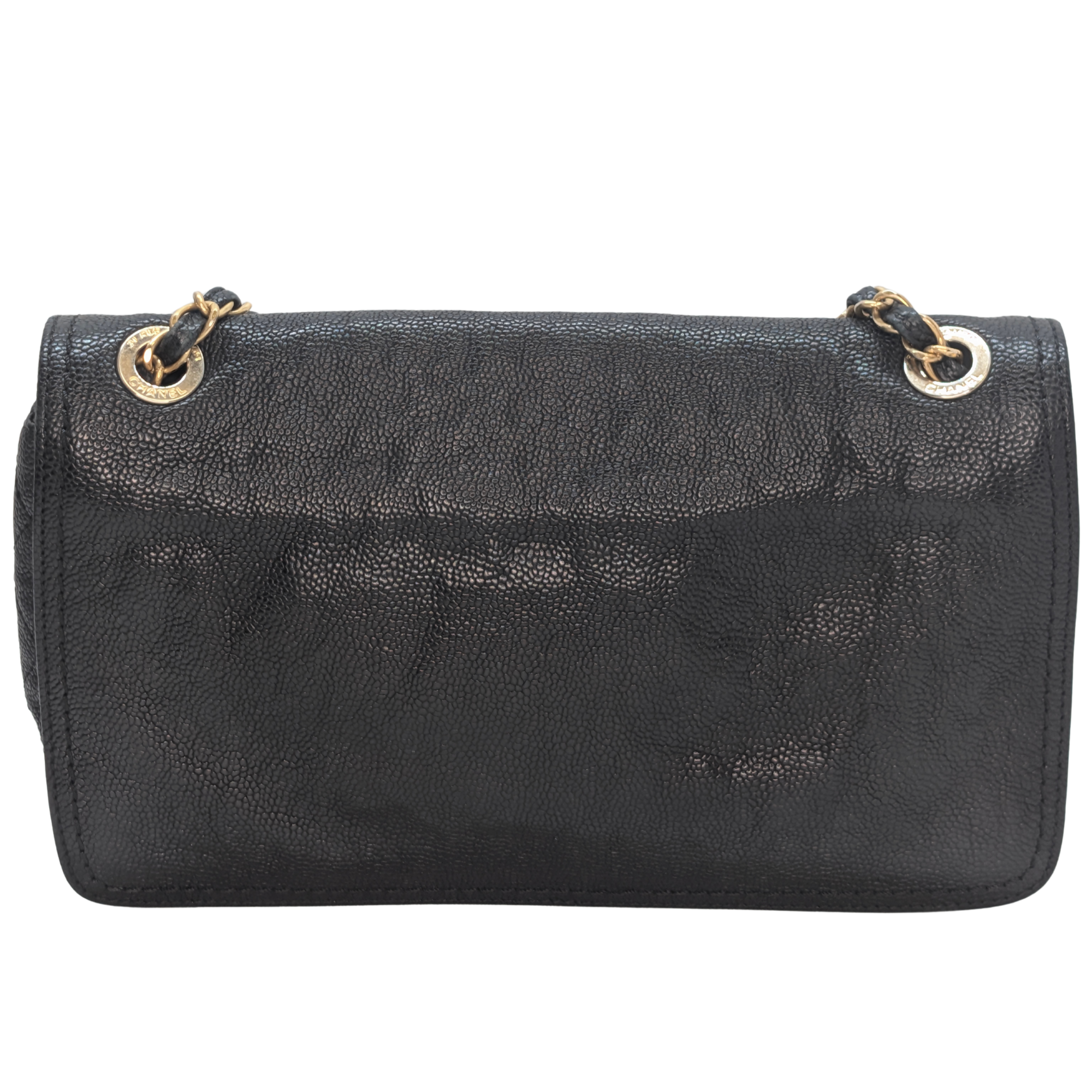 Chanel Mademoiselle 2.55 Cavier Leather Lock Flap Bag Black