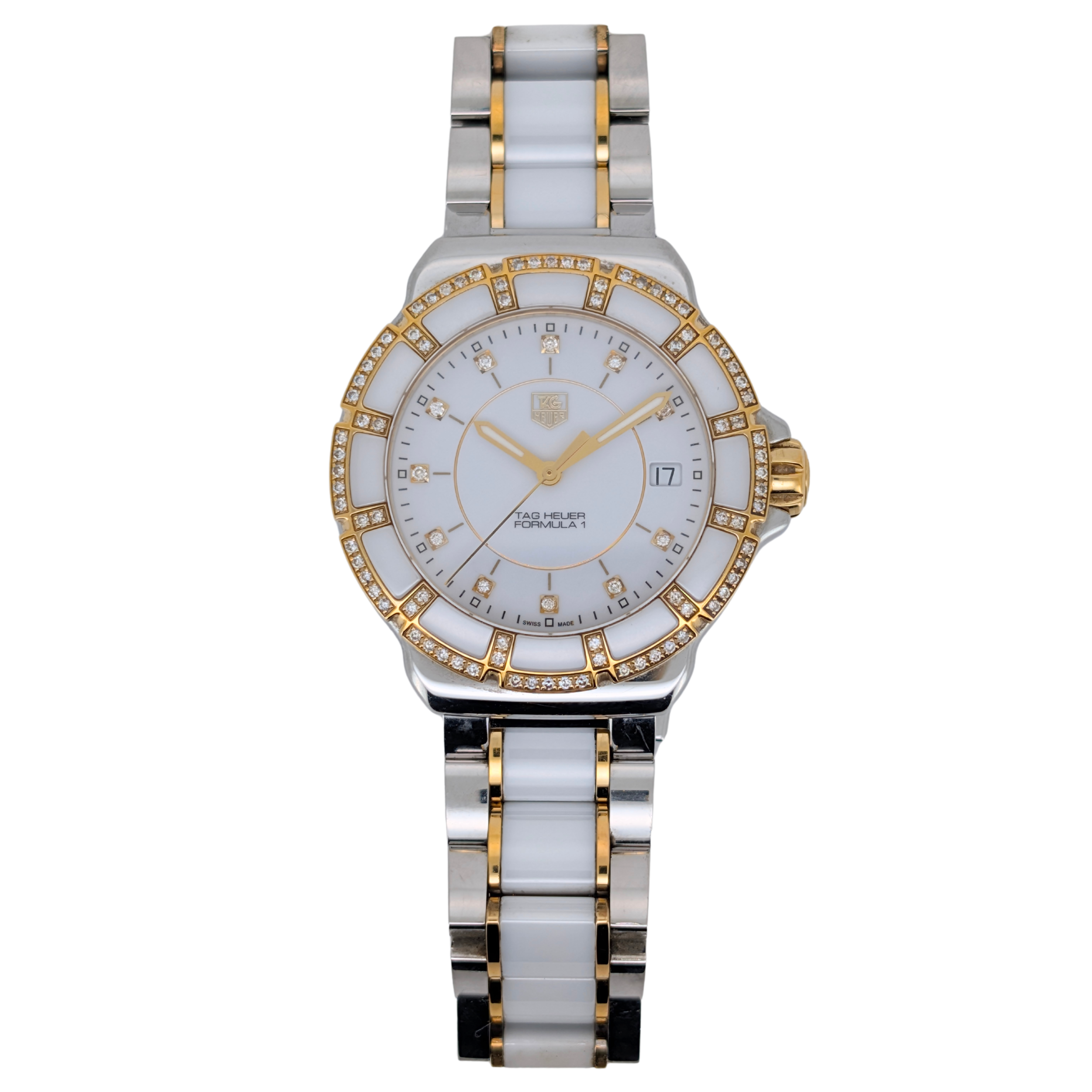 TAG Heuer Formula 1 Ceramic Diamond Watch WAH1221 White 37mm