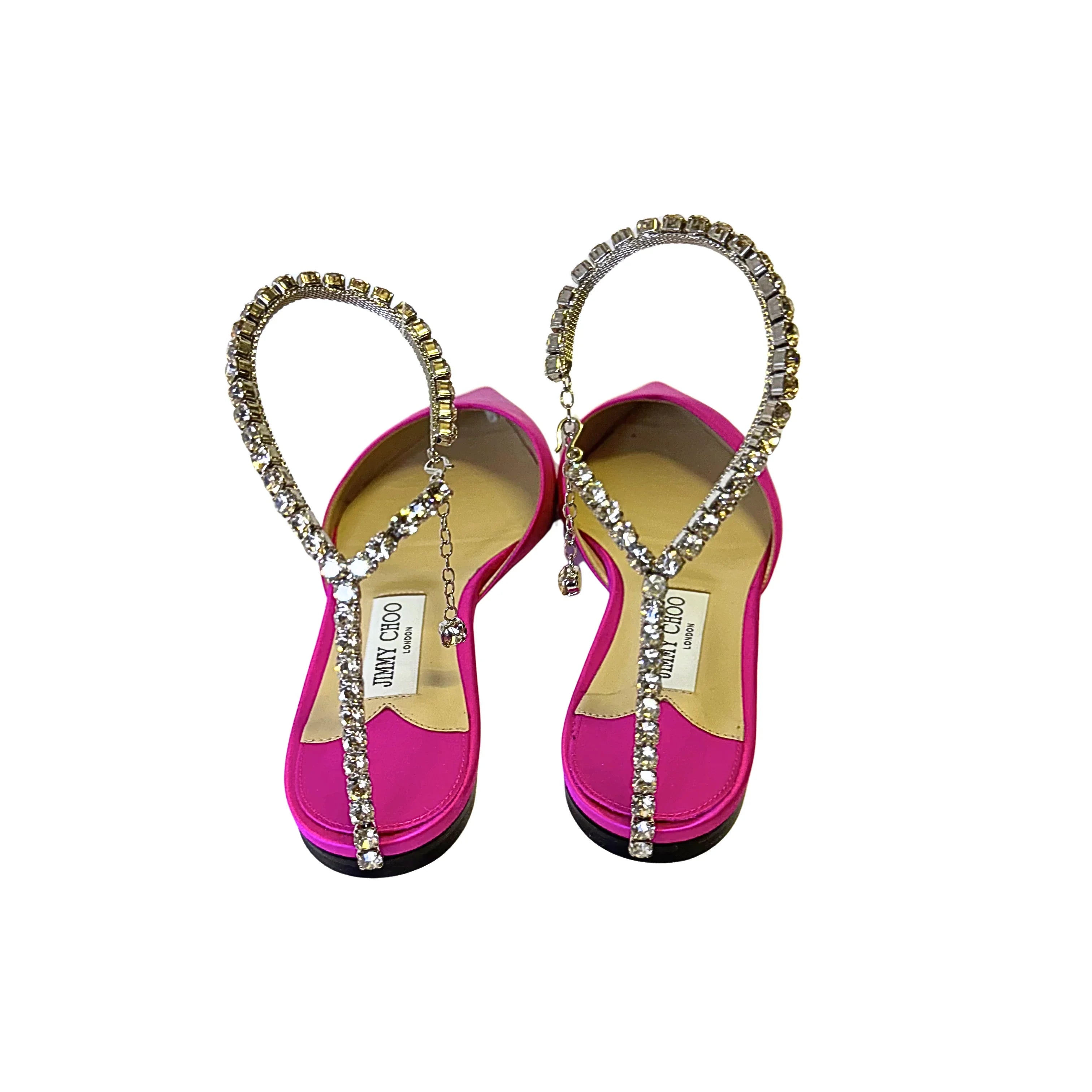 Jimmy Choo Saeda Fuchisca Satin Flats , 40 - Lost Designer