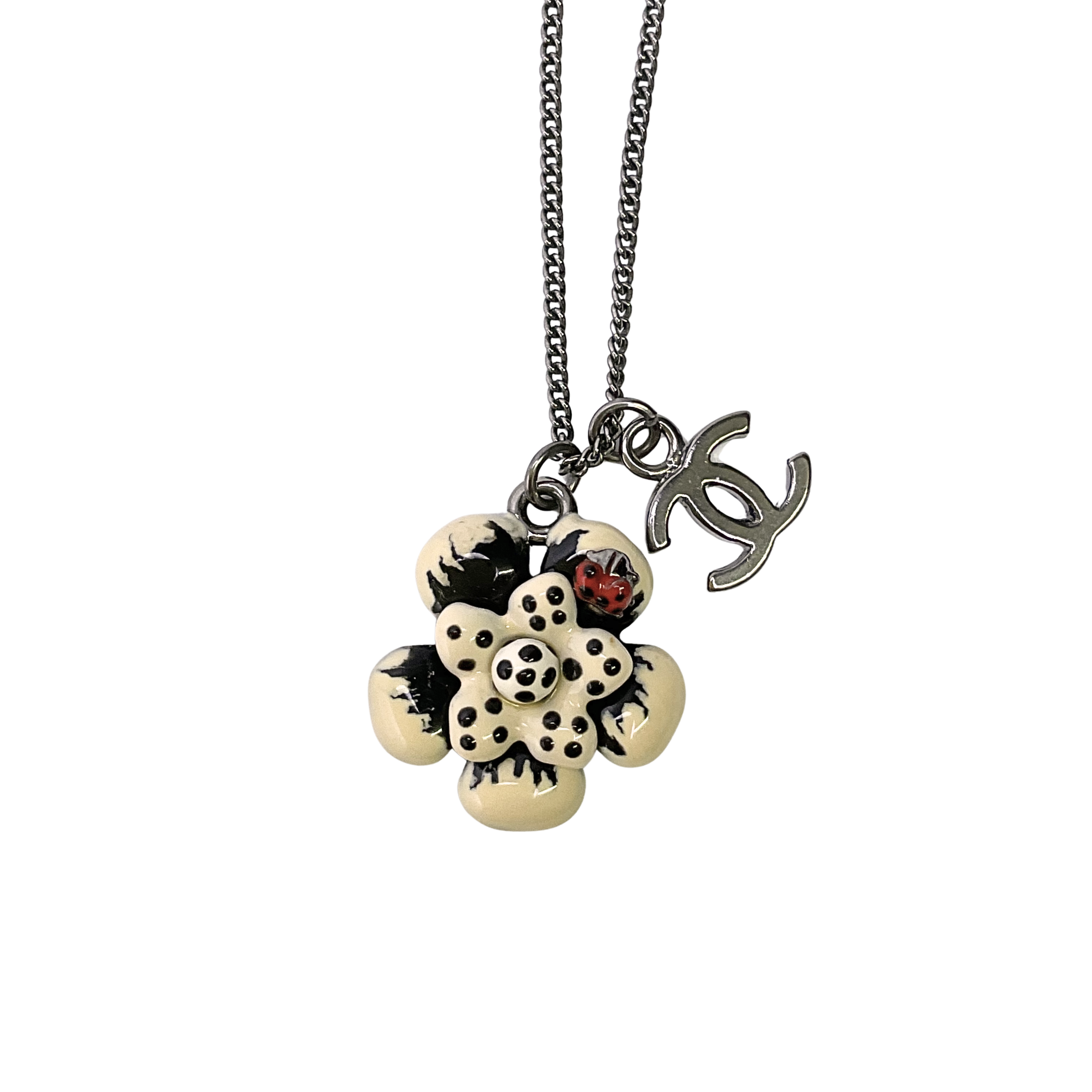 Chanel LadyBug Flower Necklace CC Logo