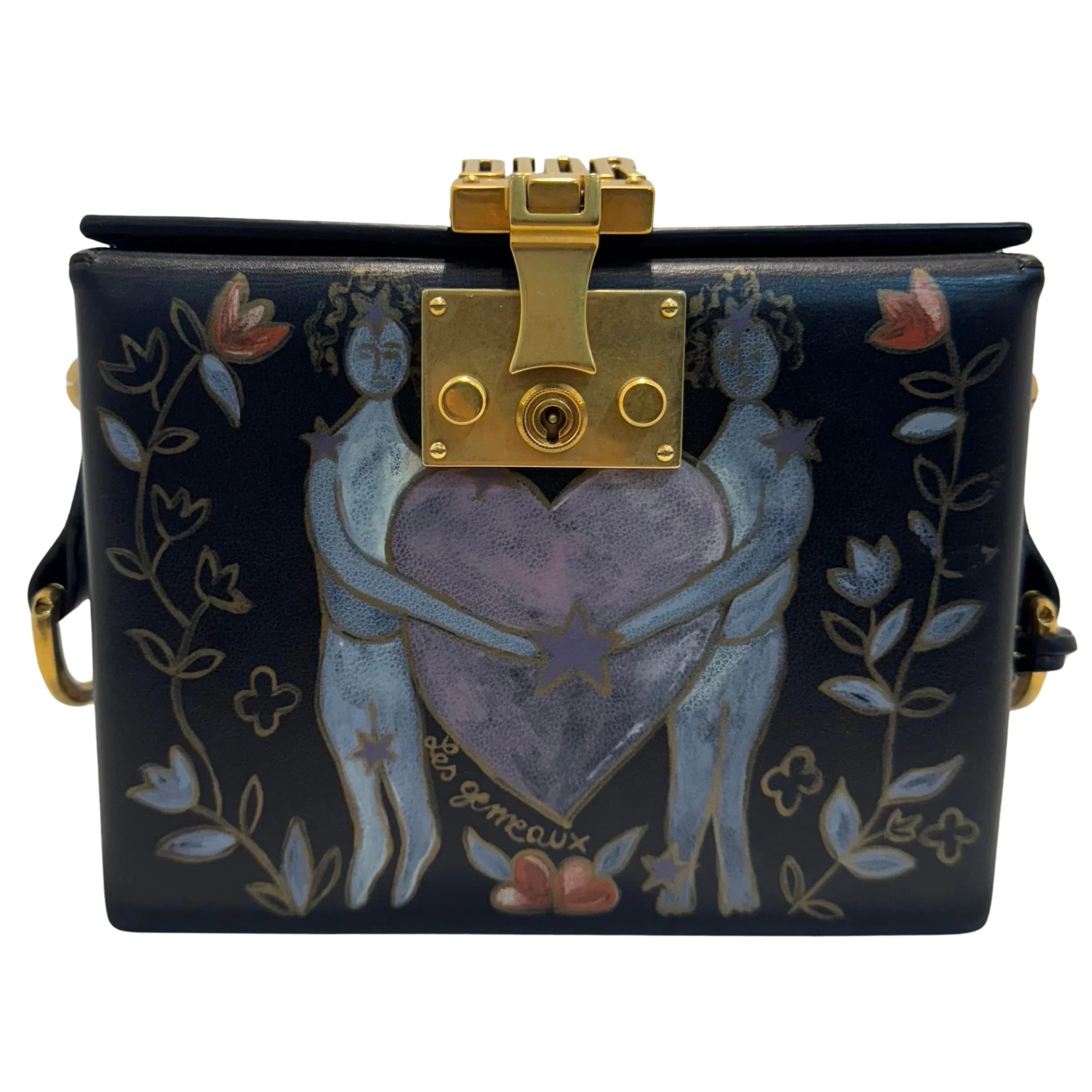 Dior Lockbox Zodiac Shoulder Bag Leather Black - Lost Designer