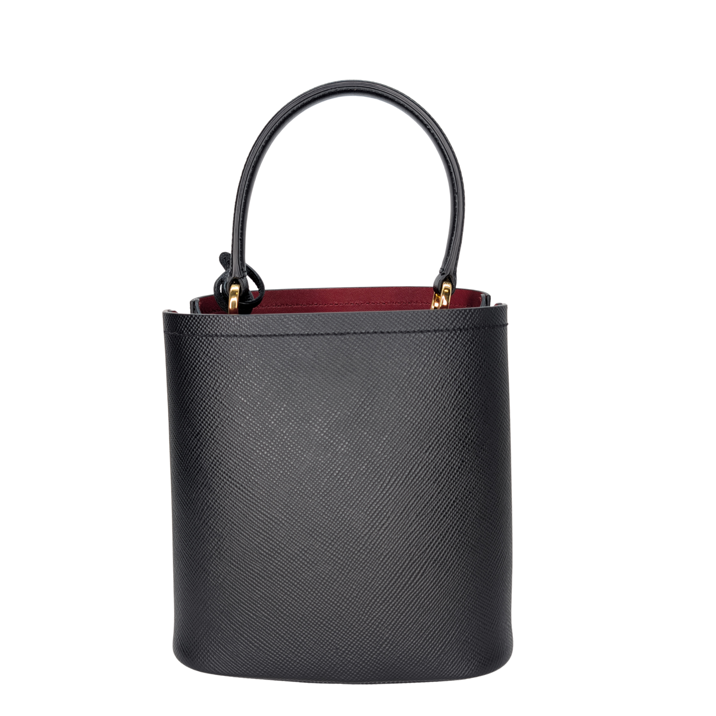 Prada Saffiano Cuir Small Panier Bucket Bag Black