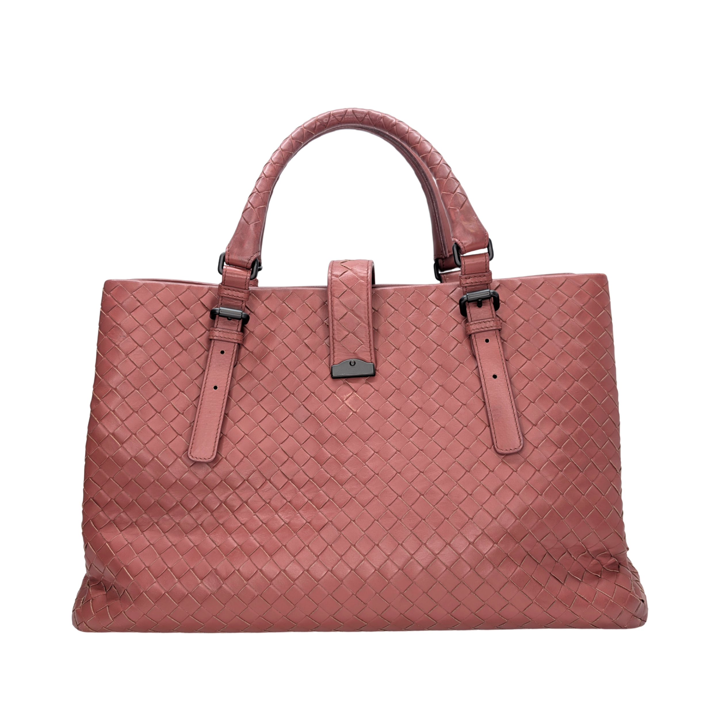 Bottega Veneta Intrecciato Roma Large Bag Pink