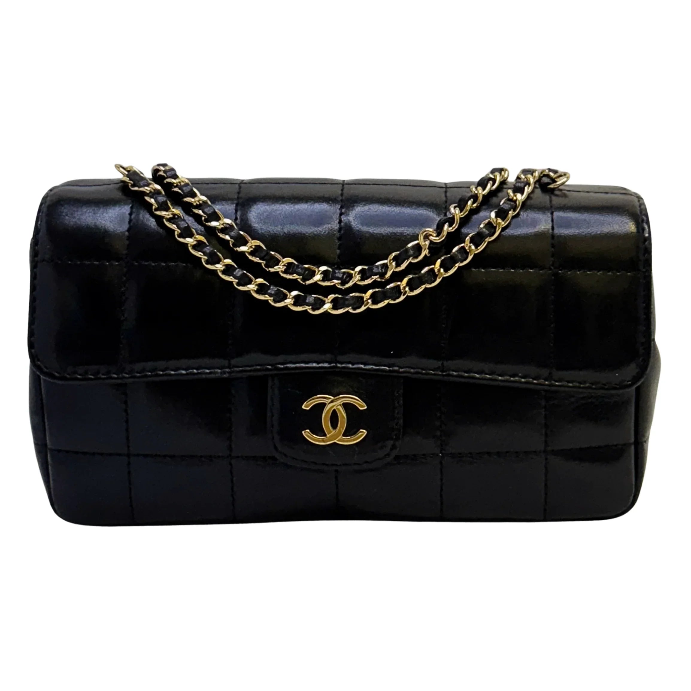Chanel Bar Quilted Shoulder Bag Leather Black - Lost Designer